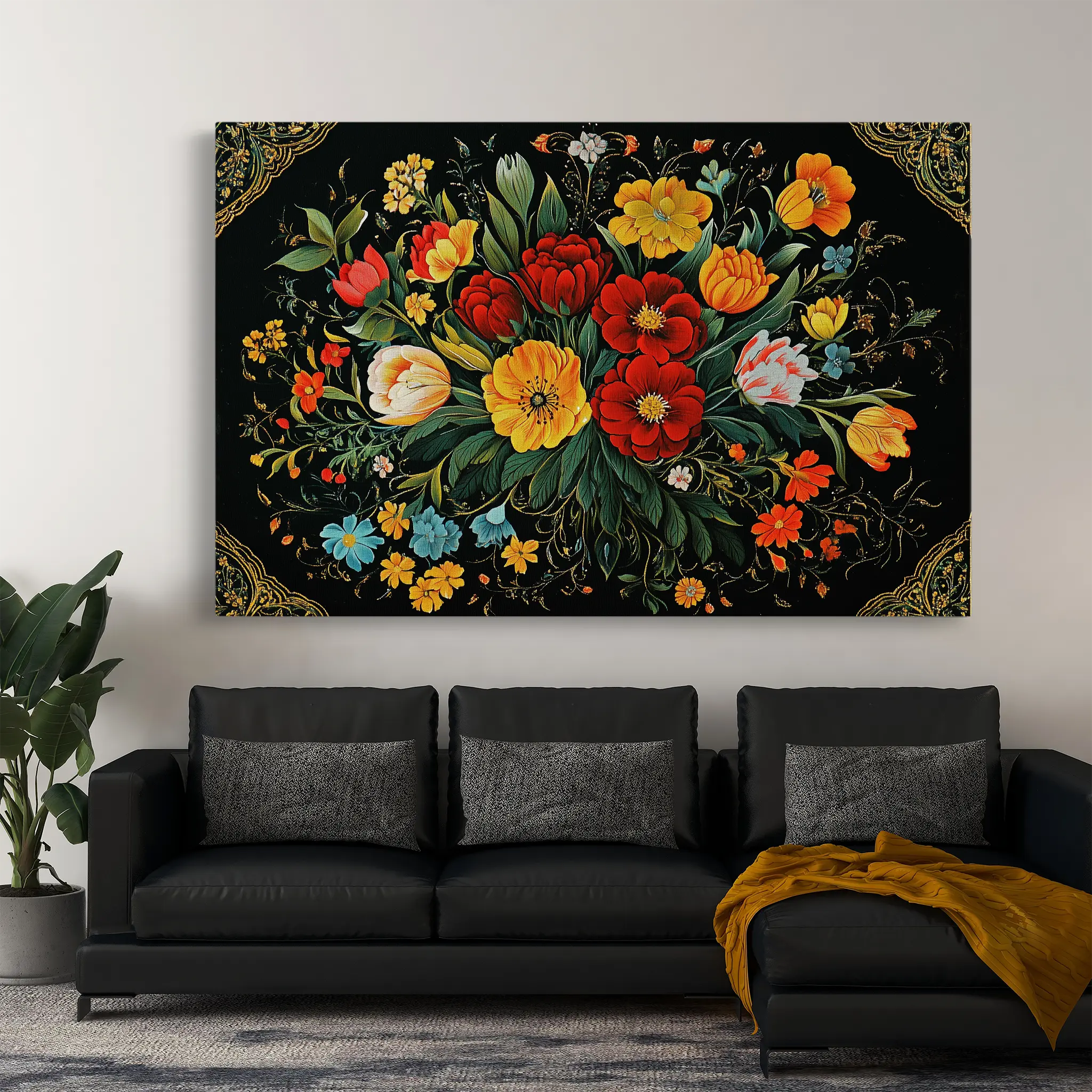 Floral Canvas Wall Art WAD1199-F 90 x 60 cm / Stretched on hidden frame