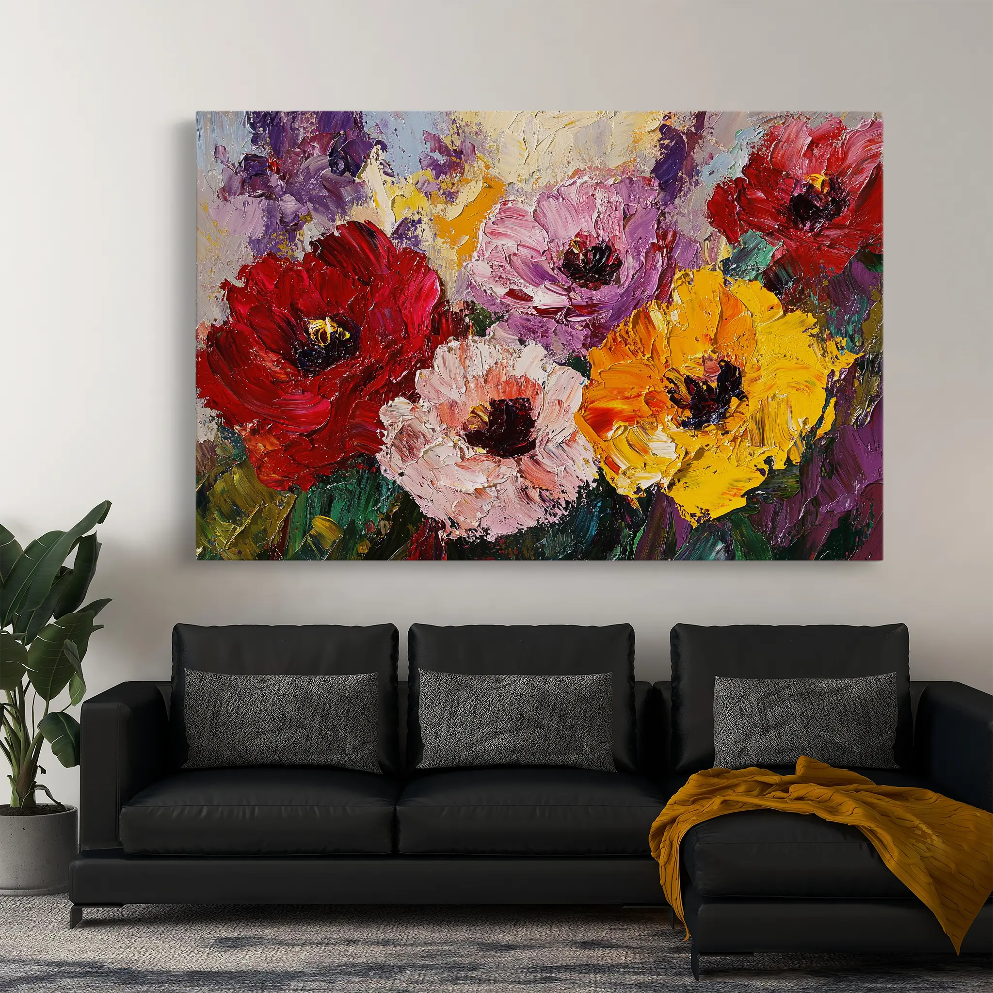 Floral Canvas Wall Art WAD1205-F 90 x 60 cm / Stretched on hidden frame