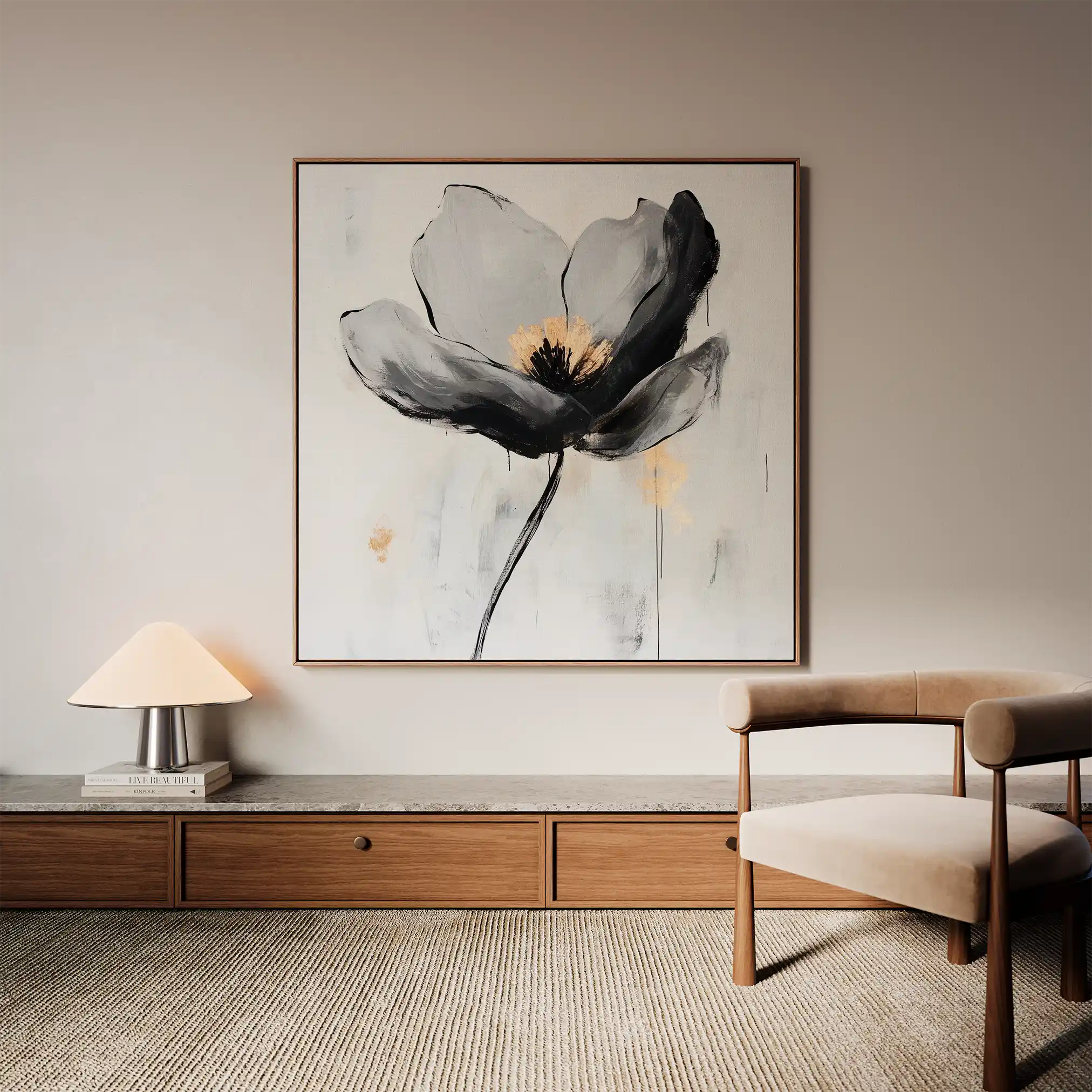 Floral Canvas Wall Art WAD1244-F 80 x 80 cm / Stretched on hidden frame
