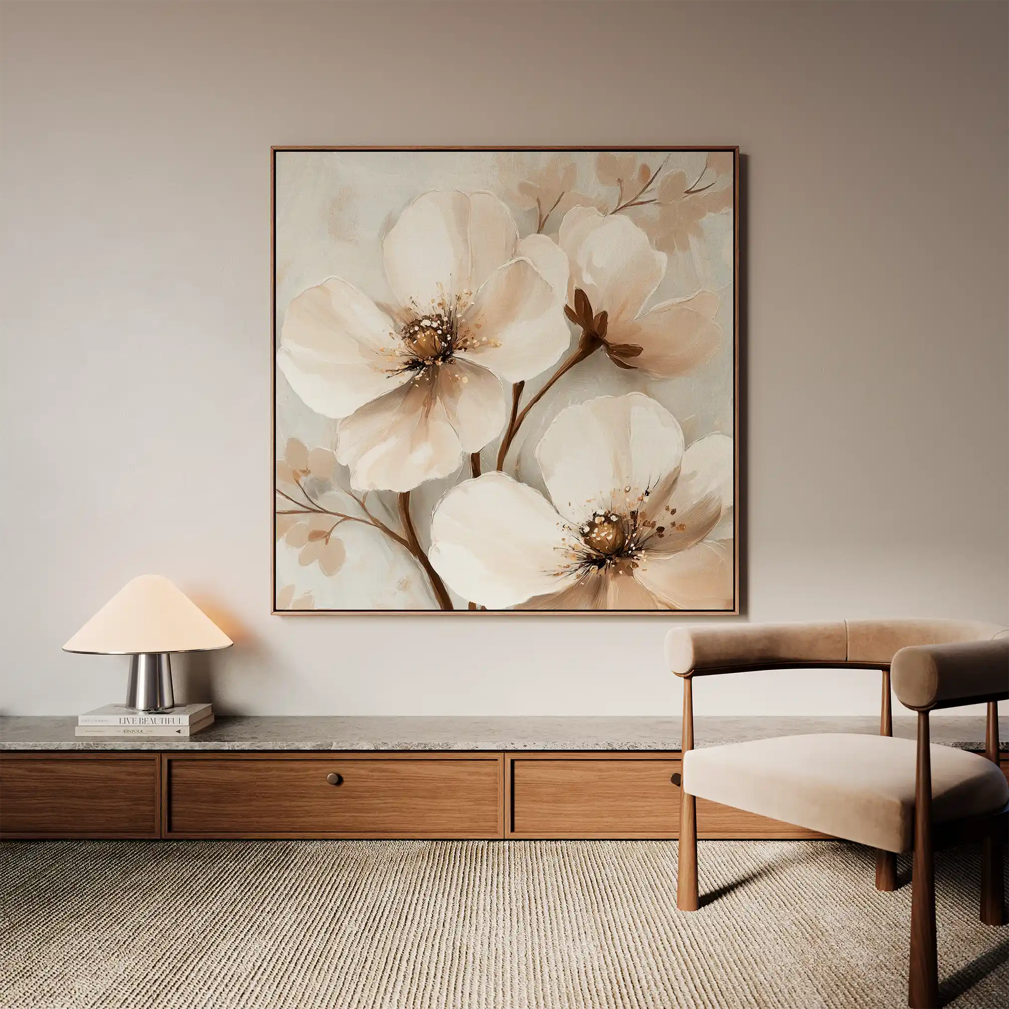Floral Canvas Wall Art WAD1246-F 80 x 80 cm / Stretched on hidden frame