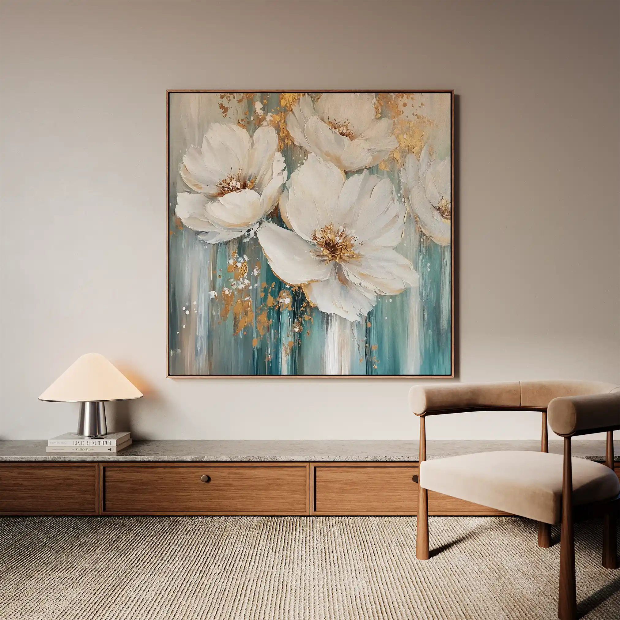 Floral Canvas Wall Art WAD1252-F 80 x 80 cm / Stretched on hidden frame