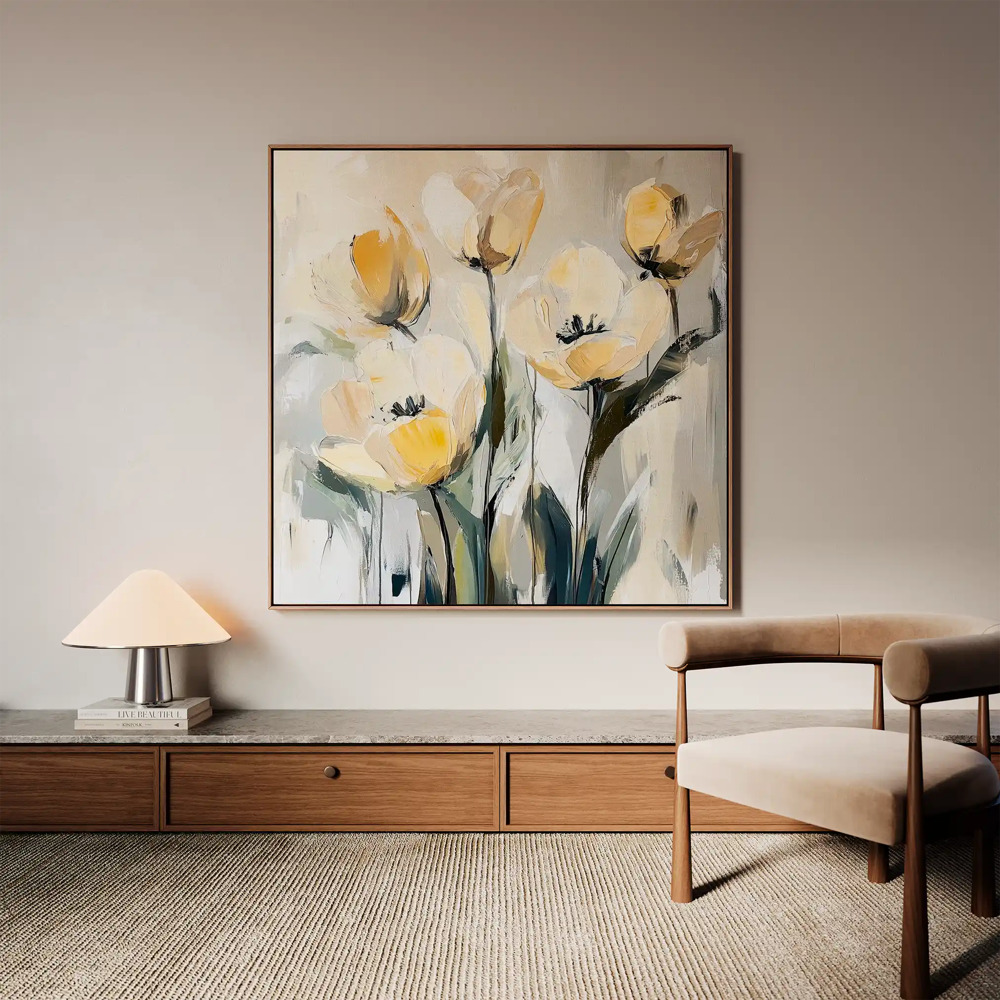 Floral Canvas Wall Art WAD1254-F 80 x 80 cm / Stretched on hidden frame