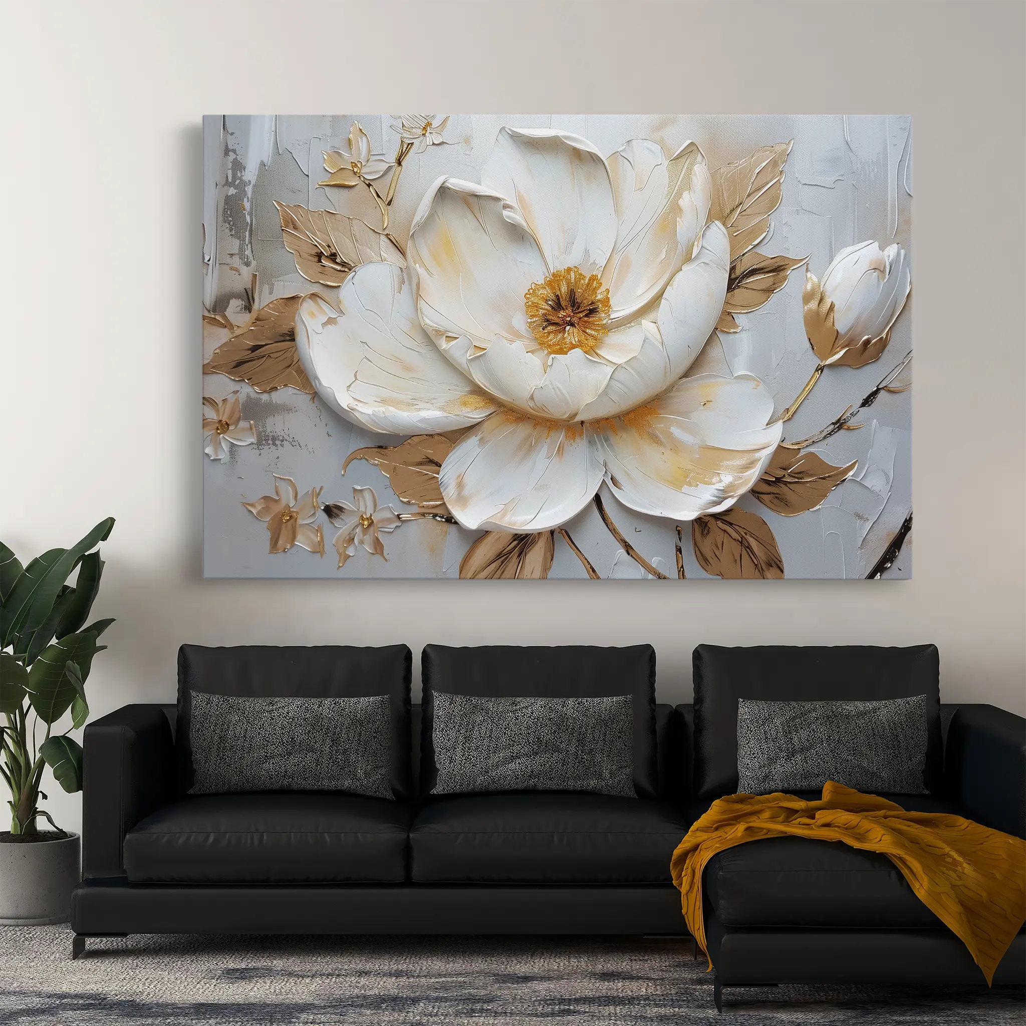 Floral Canvas Wall Art WAD127-F 90 x 60 cm / Stretched on hidden frame