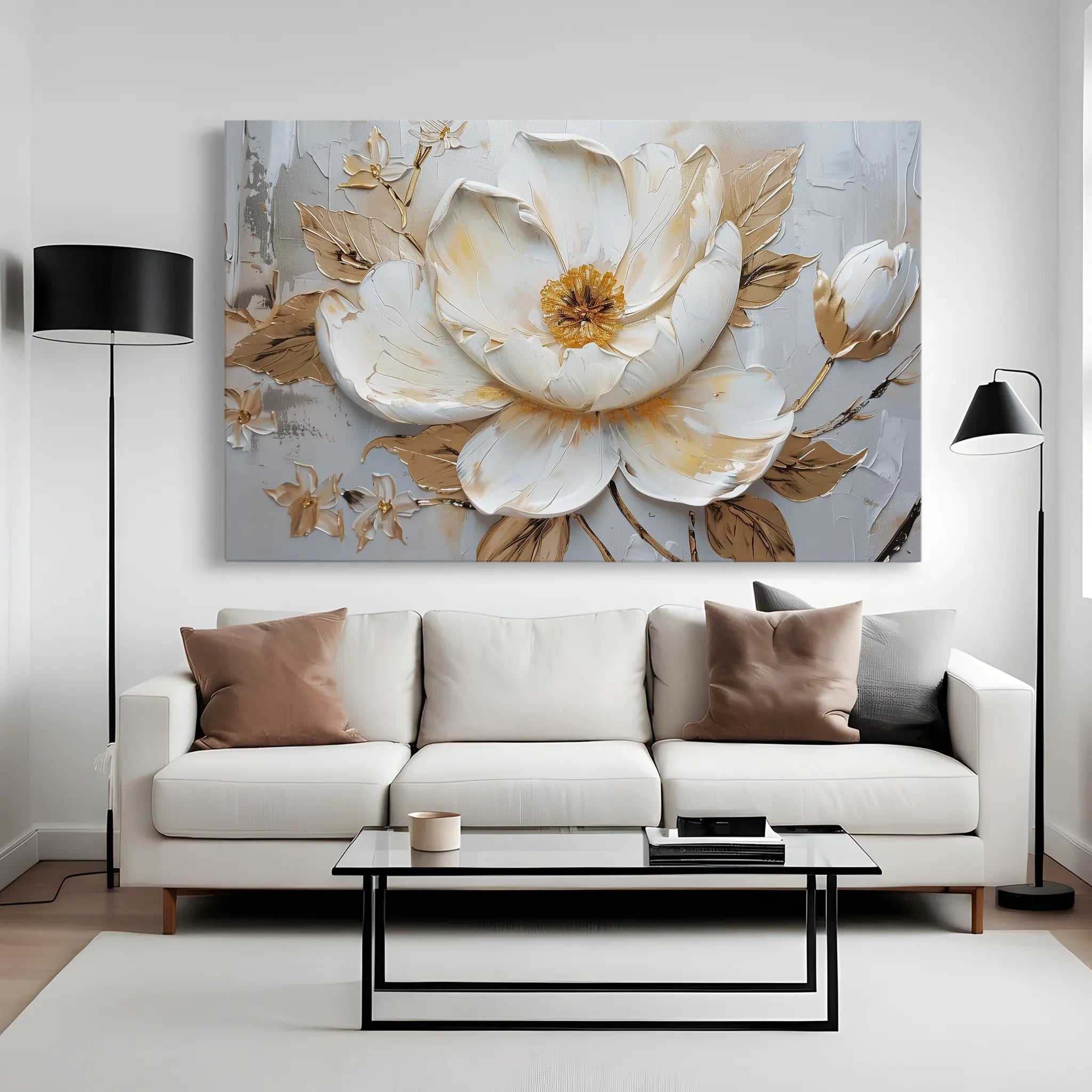 Floral Canvas Wall Art WAD127-F 90 x 60 cm / Stretched on hidden frame