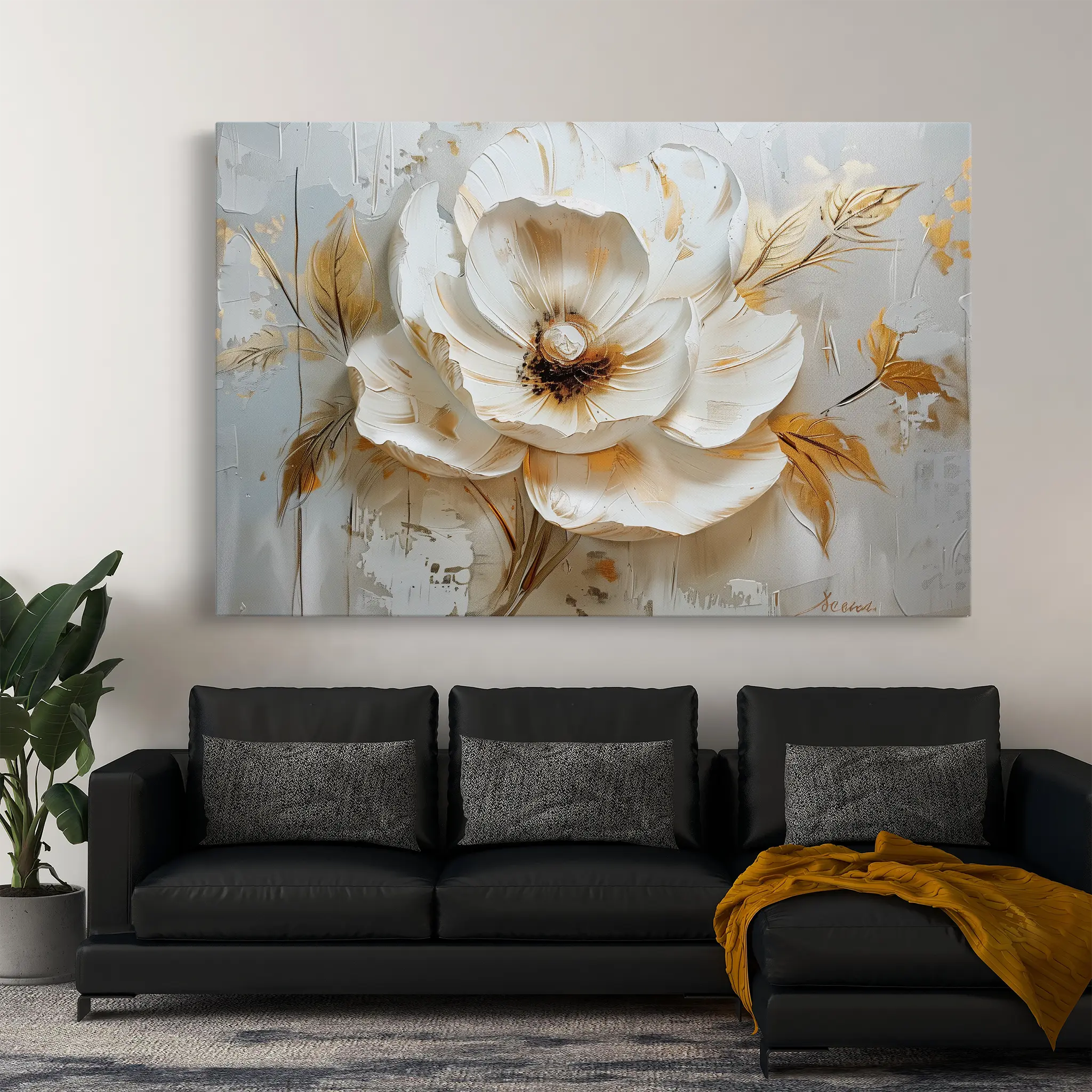 Floral Canvas Wall Art WAD128-F 90 x 60 cm / Stretched on hidden frame