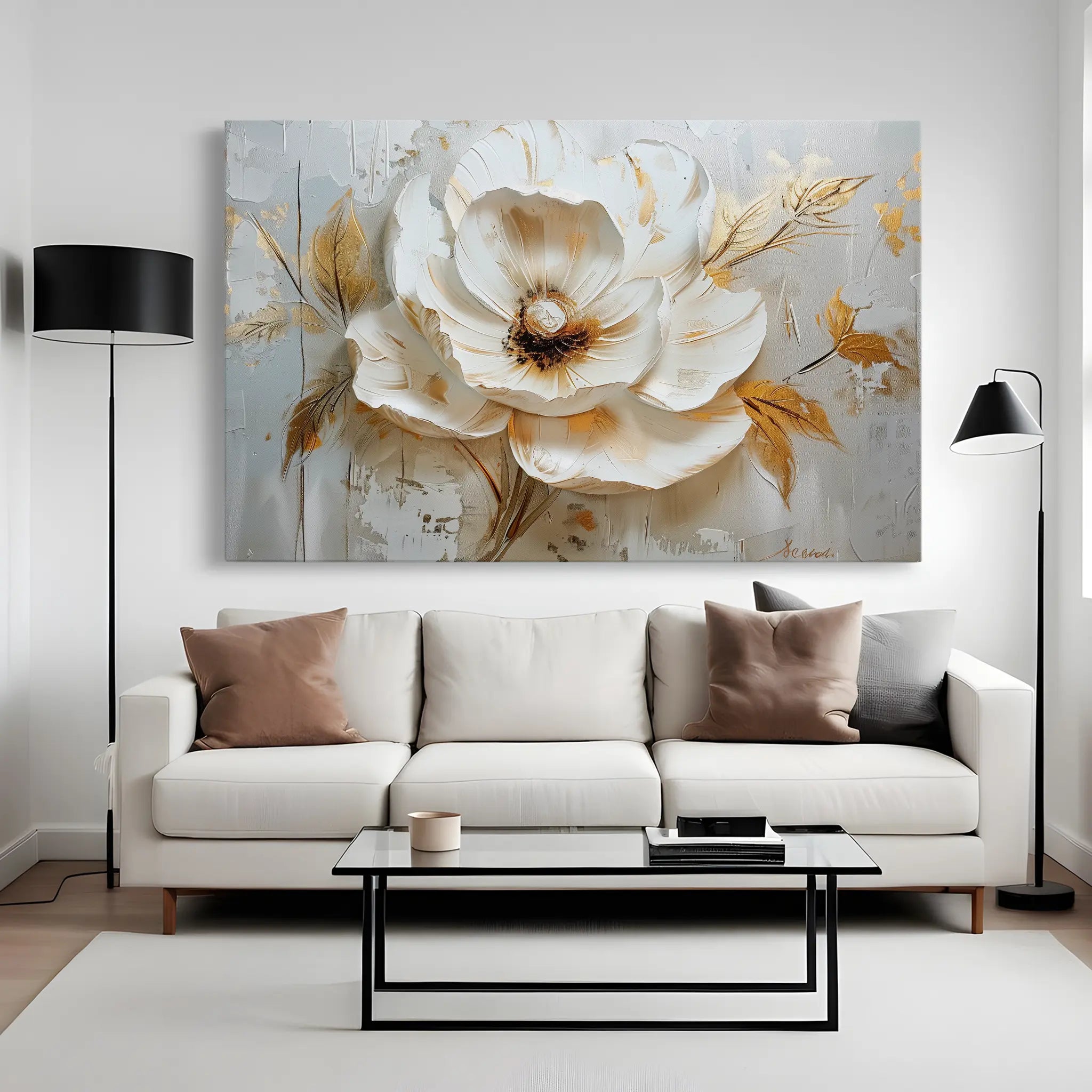 Floral Canvas Wall Art WAD128-F 90 x 60 cm / Stretched on hidden frame