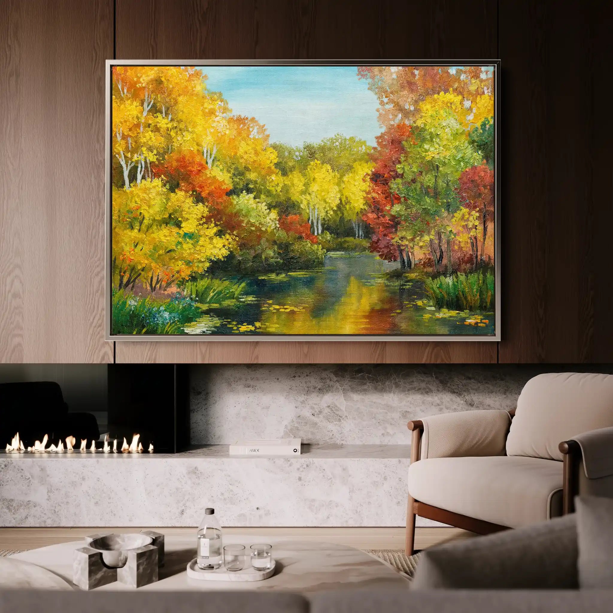 Landscape 128 Canvas Art 90 x 60 cm / Stretched on hidden frame