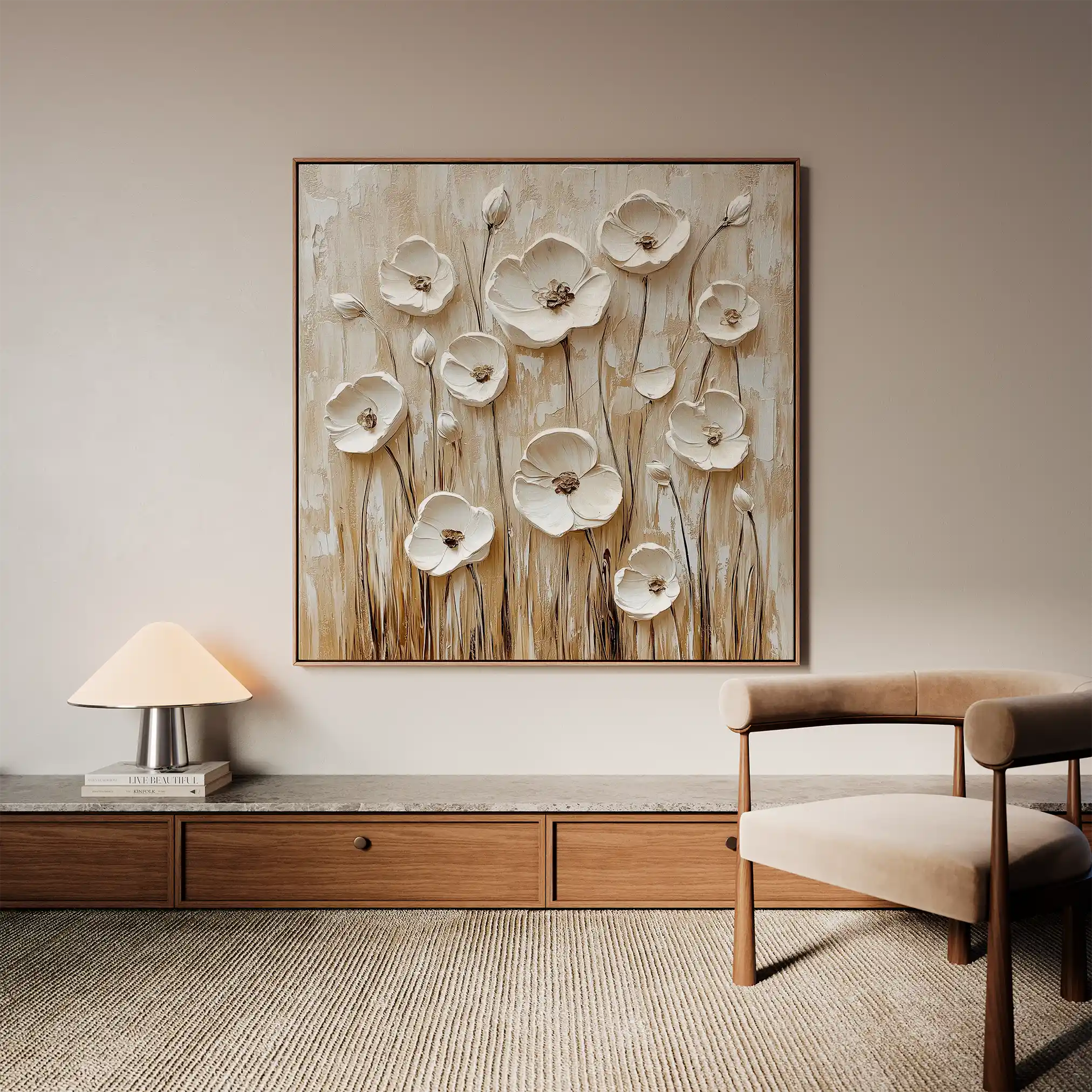 Floral Canvas Wall Art WAD1286-F 80 x 80 cm / Stretched on hidden frame