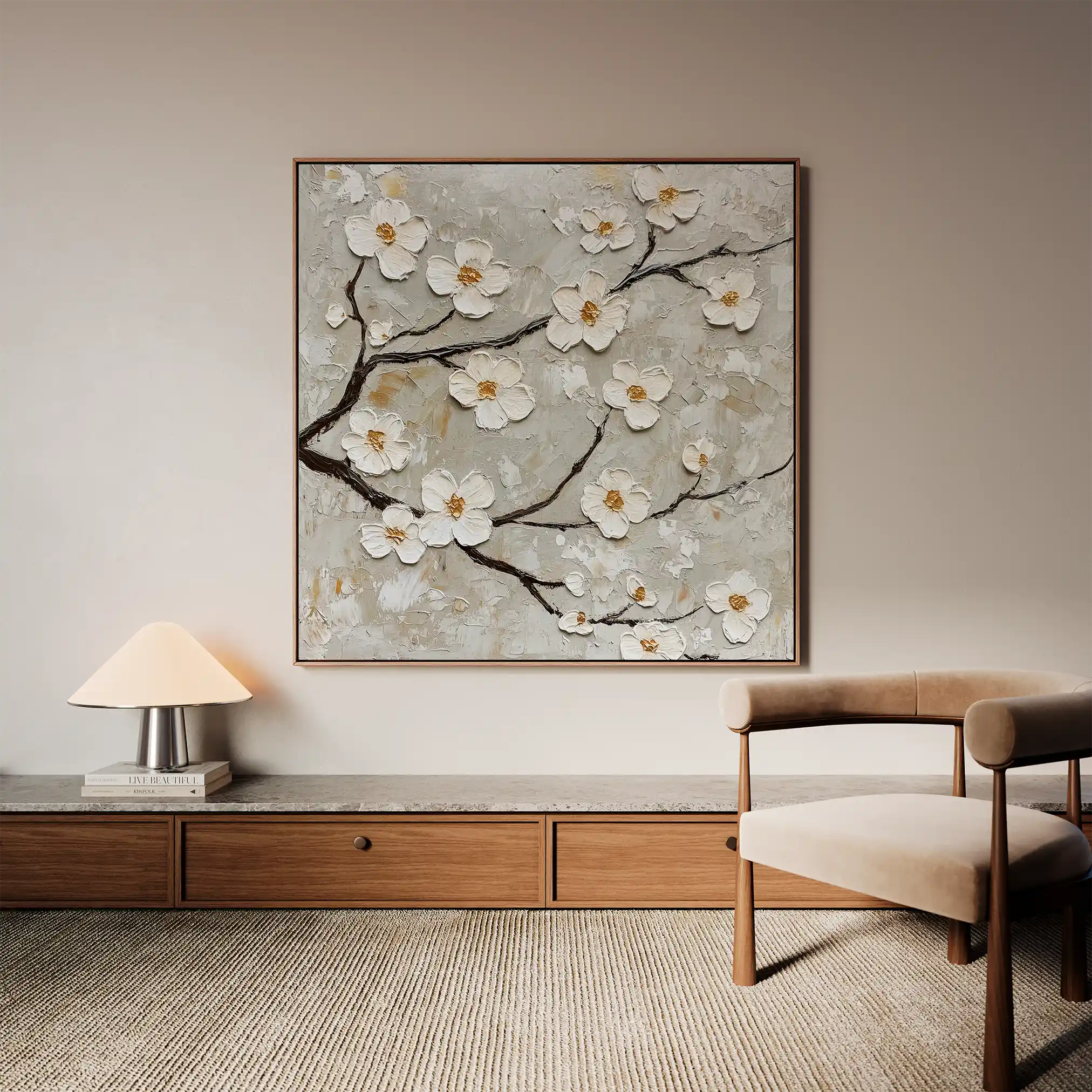 Floral Canvas Wall Art WAD1297-F 80 x 80 cm / Stretched on hidden frame