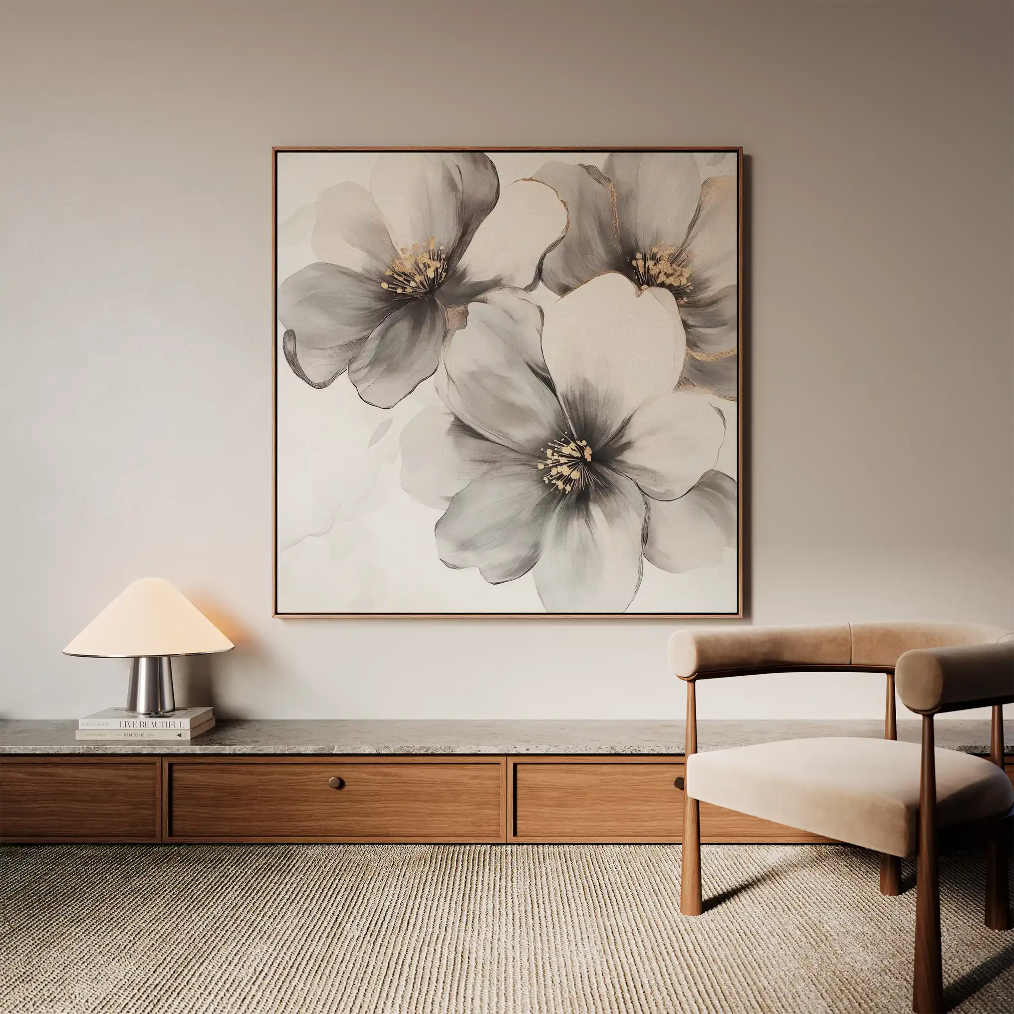 Floral Canvas Wall Art WAD1302-F 80 x 80 cm / Stretched on hidden frame