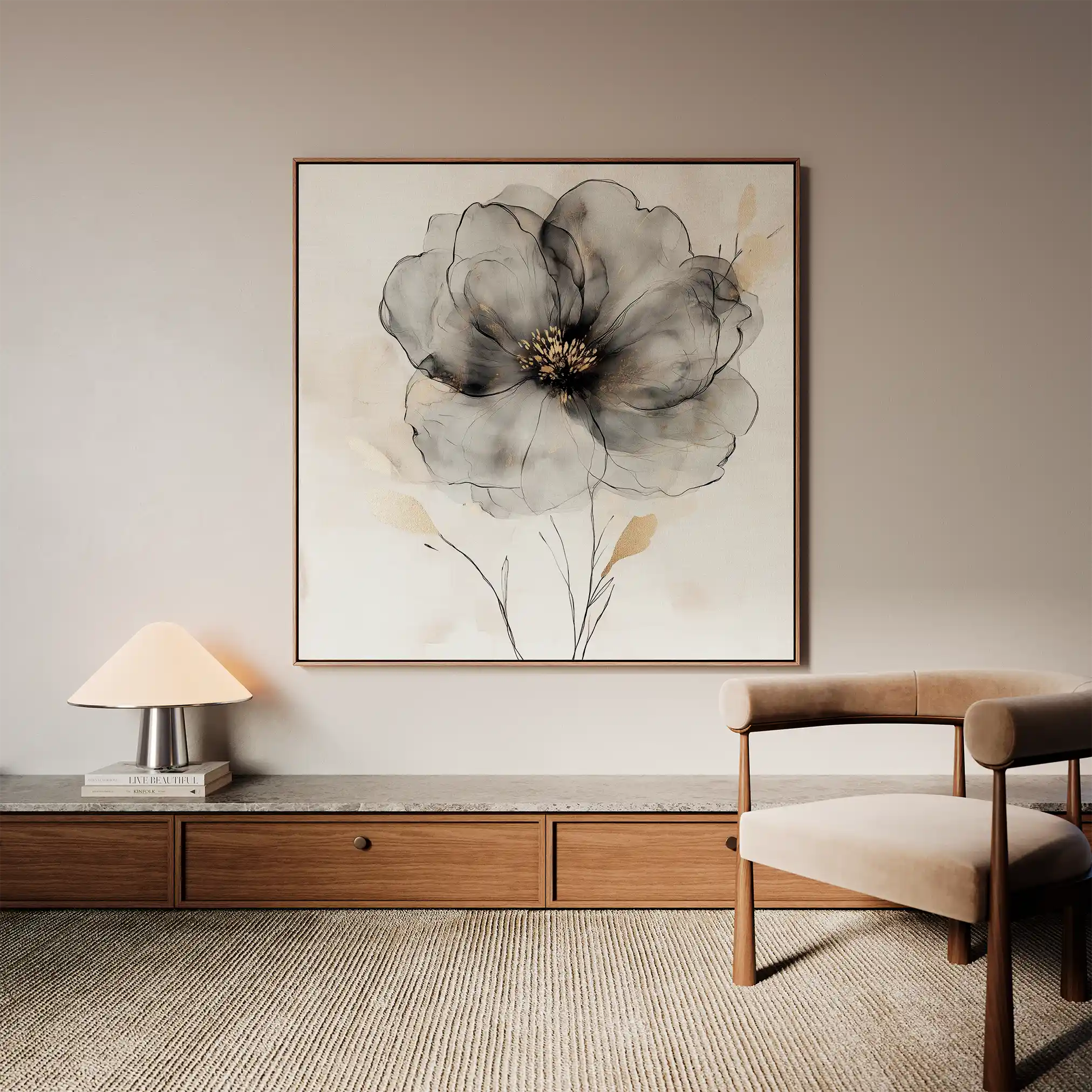 Floral Canvas Wall Art WAD1317-F 80 x 80 cm / Stretched on hidden frame