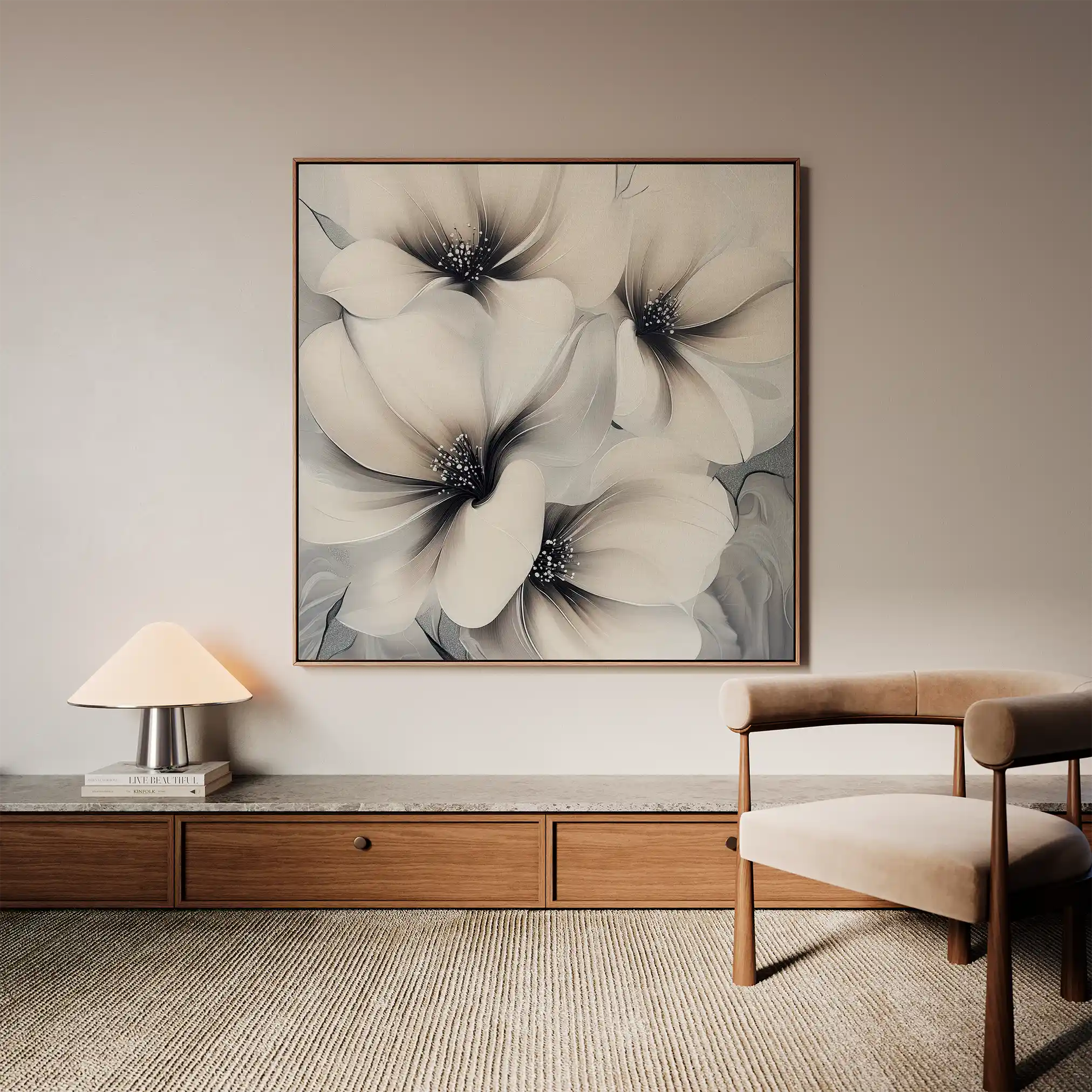 Floral Canvas Wall Art WAD1328-F 80 x 80 cm / Stretched on hidden frame