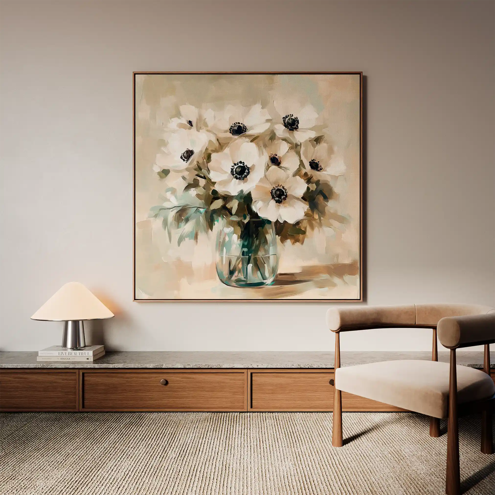 Floral Canvas Wall Art WAD1345-F 80 x 80 cm / Stretched on hidden frame