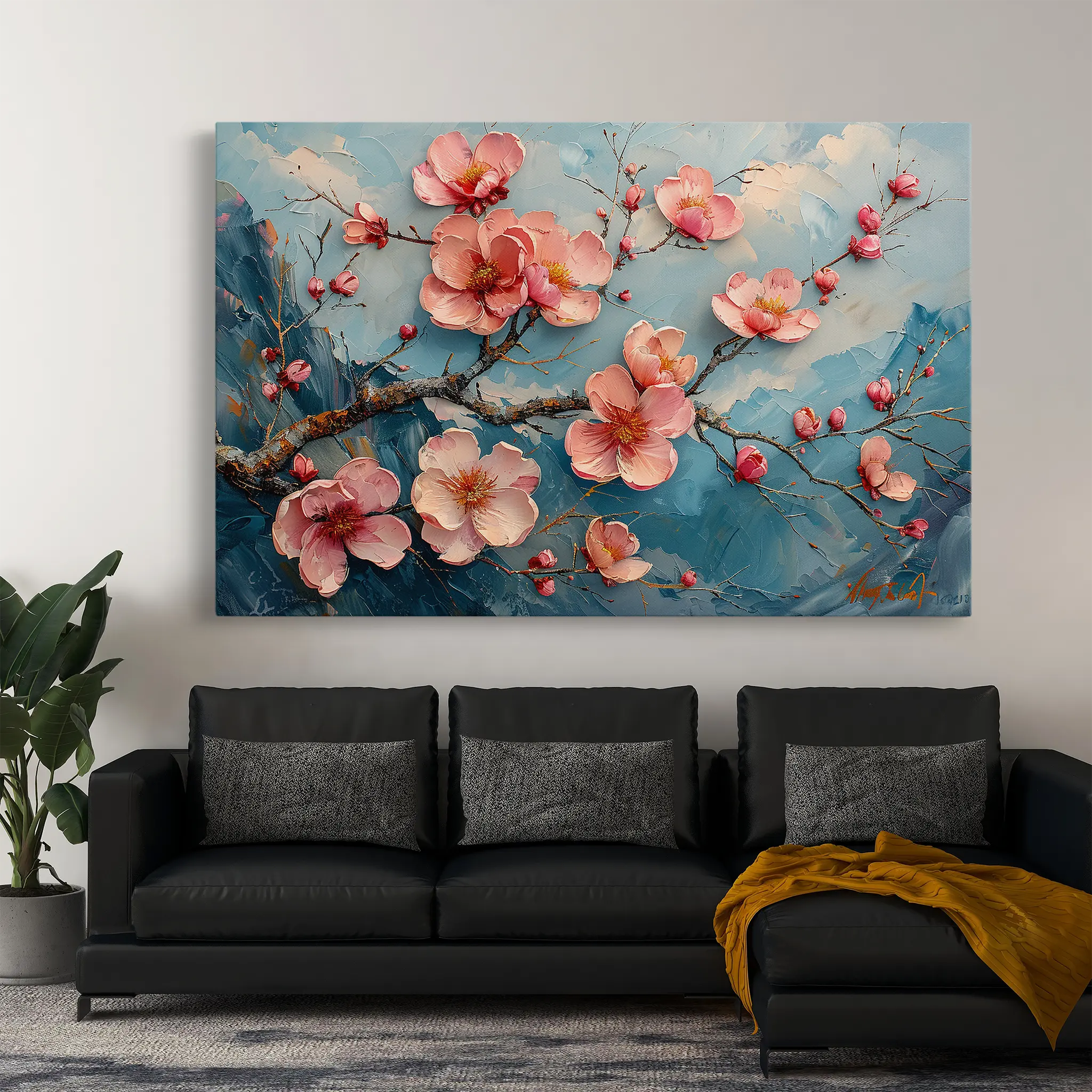 Floral Canvas Wall Art WAD136-F 90 x 60 cm / Stretched on hidden frame