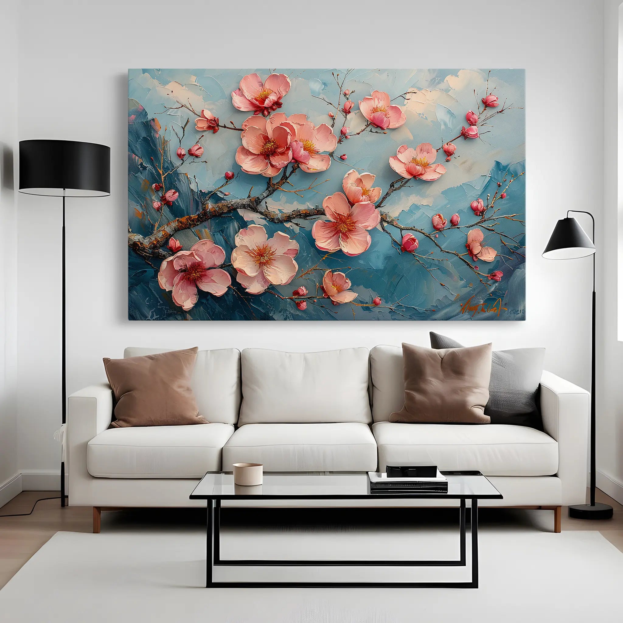 Floral Canvas Wall Art WAD136-F 90 x 60 cm / Stretched on hidden frame