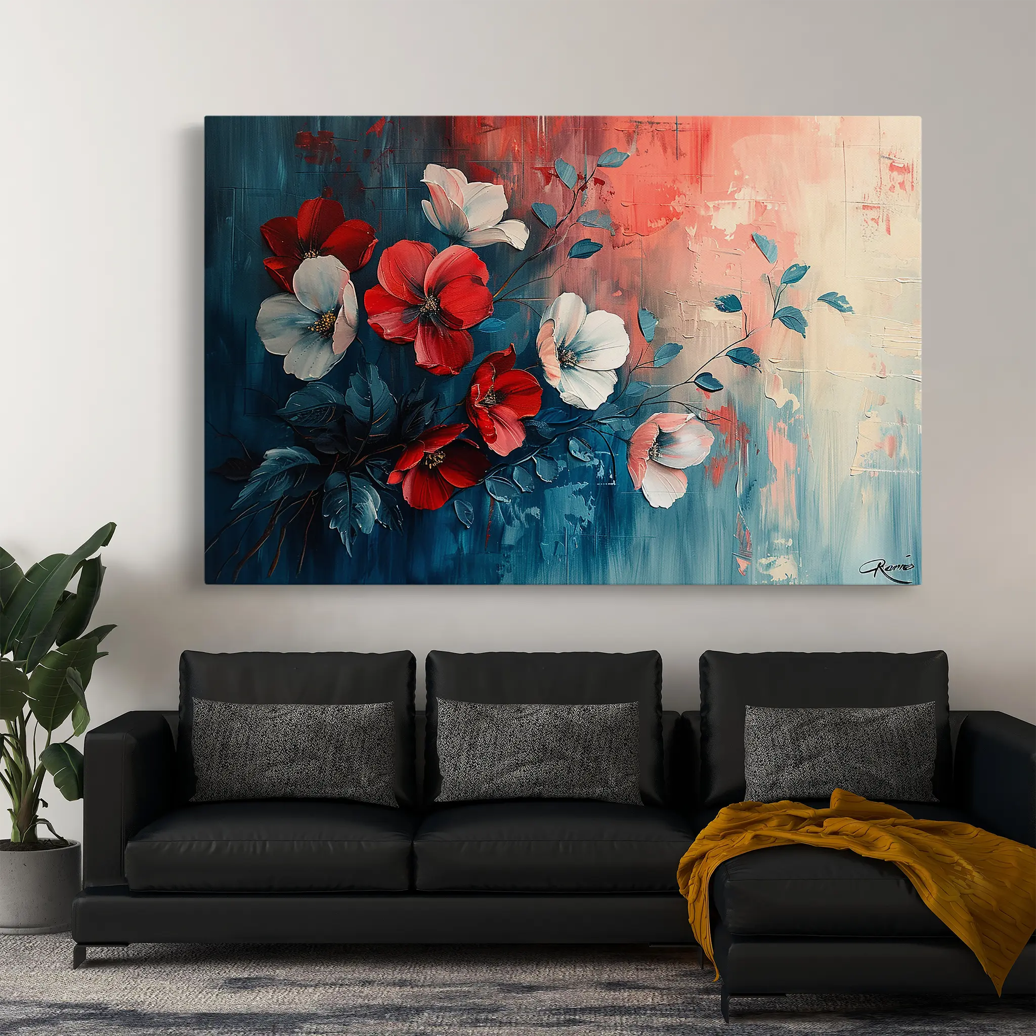 Floral Canvas Wall Art WAD137-F 90 x 60 cm / Stretched on hidden frame