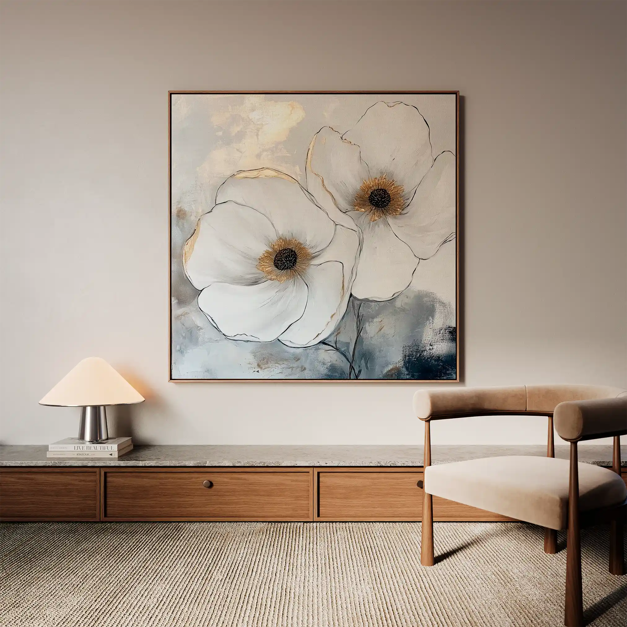 Floral Canvas Wall Art WAD1383-F 80 x 80 cm / Stretched on hidden frame