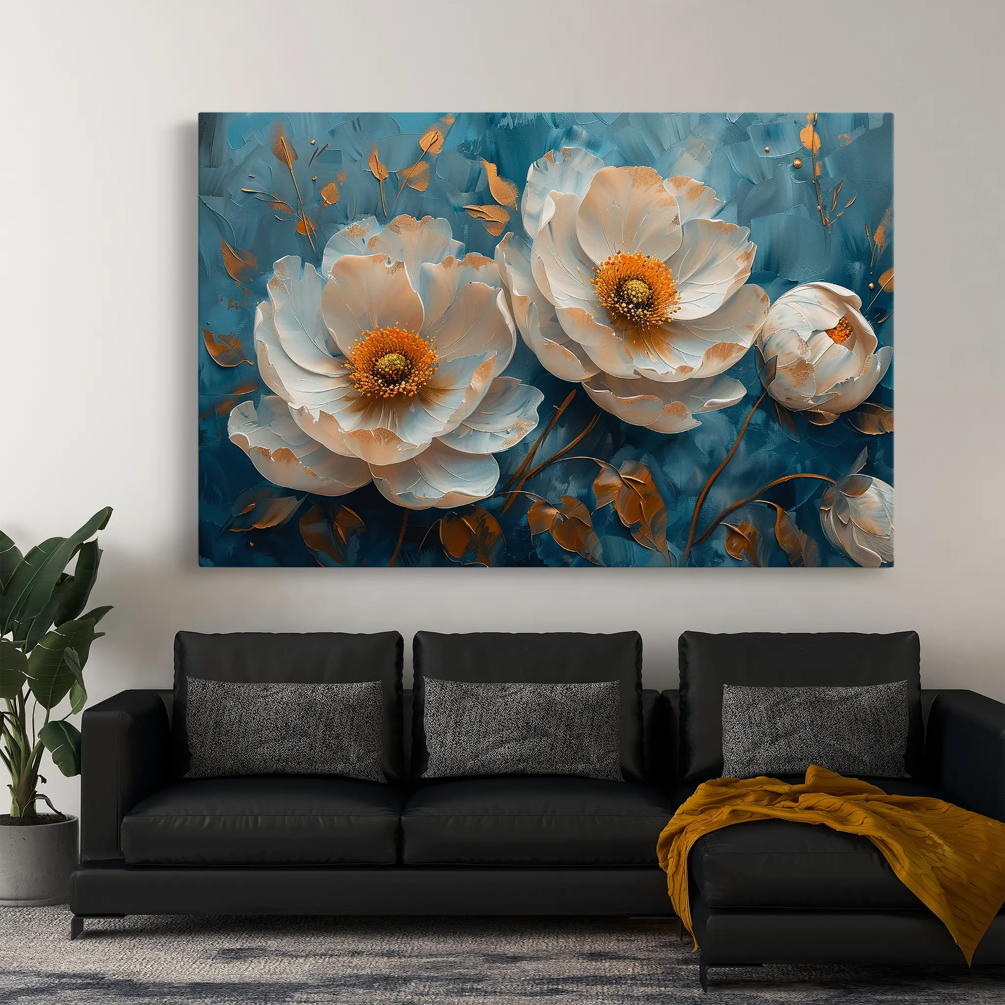 Floral Canvas Wall Art WAD139-F 90 x 60 cm / Stretched on hidden frame