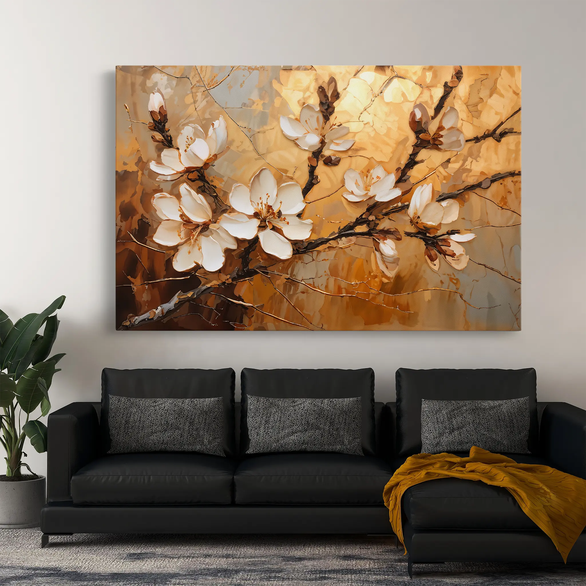 Floral Canvas Wall Art WAD141-F 90 x 60 cm / Stretched on hidden frame