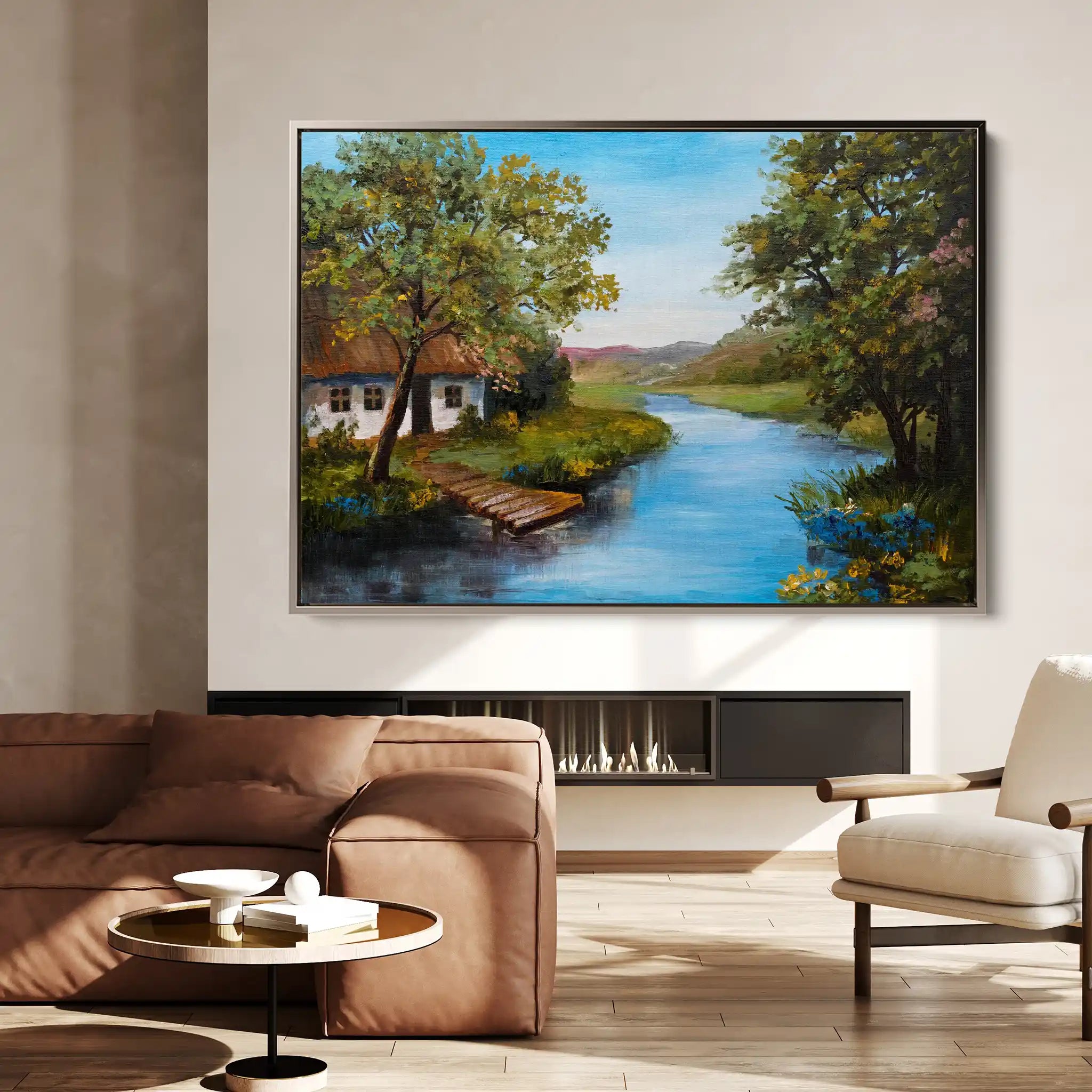 Landscape 143 Canvas Art 90 x 60 cm / Stretched on hidden frame