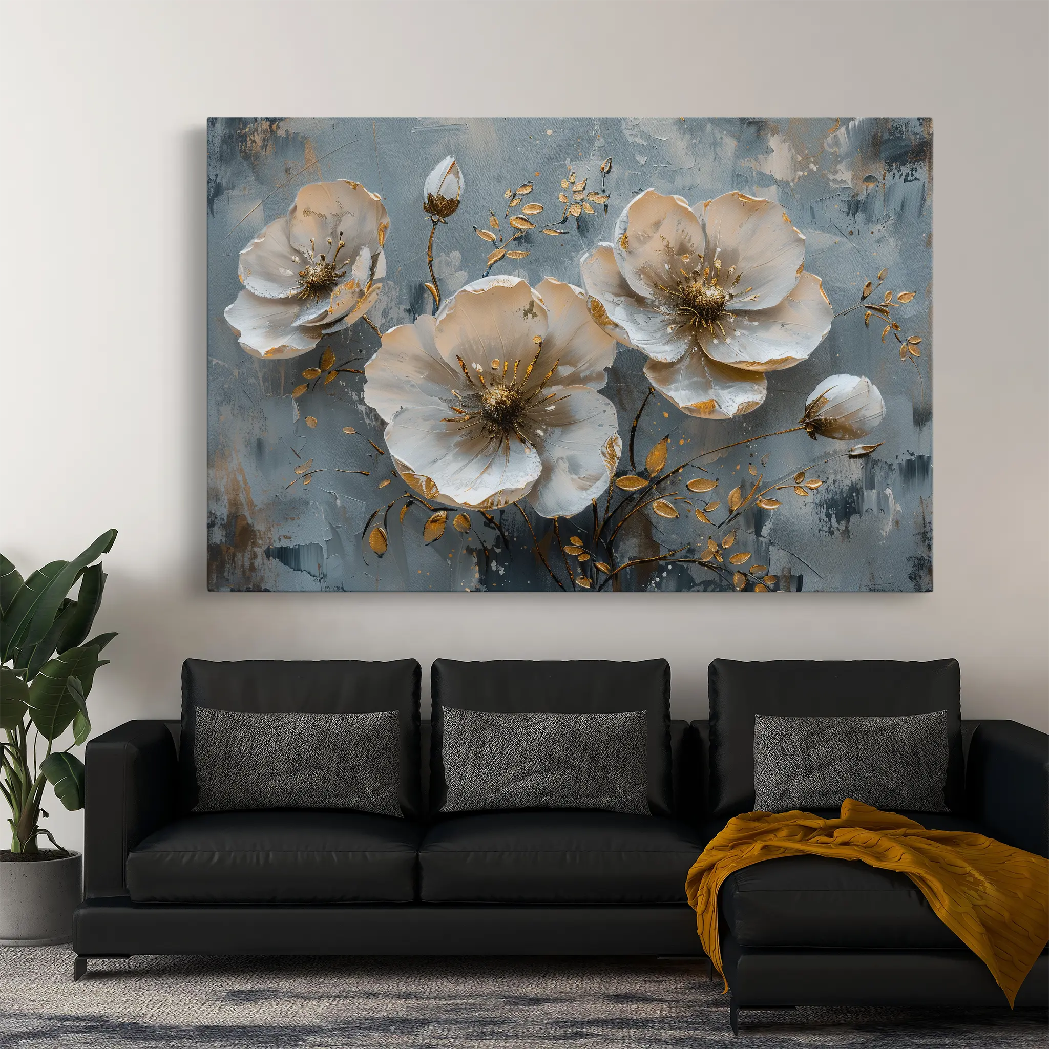 Floral Canvas Wall Art WAD144-F 90 x 60 cm / Stretched on hidden frame