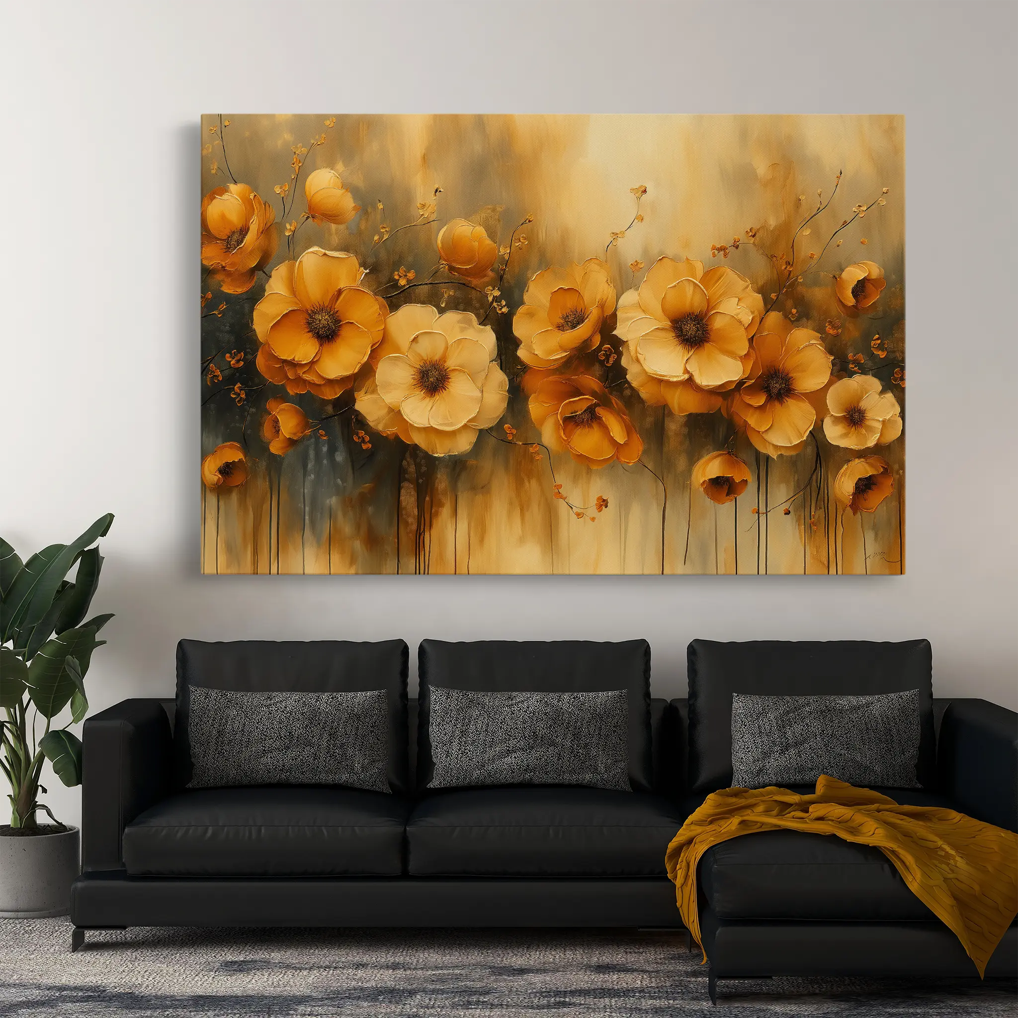 Floral Canvas Wall Art WAD147-F 90 x 60 cm / Stretched on hidden frame