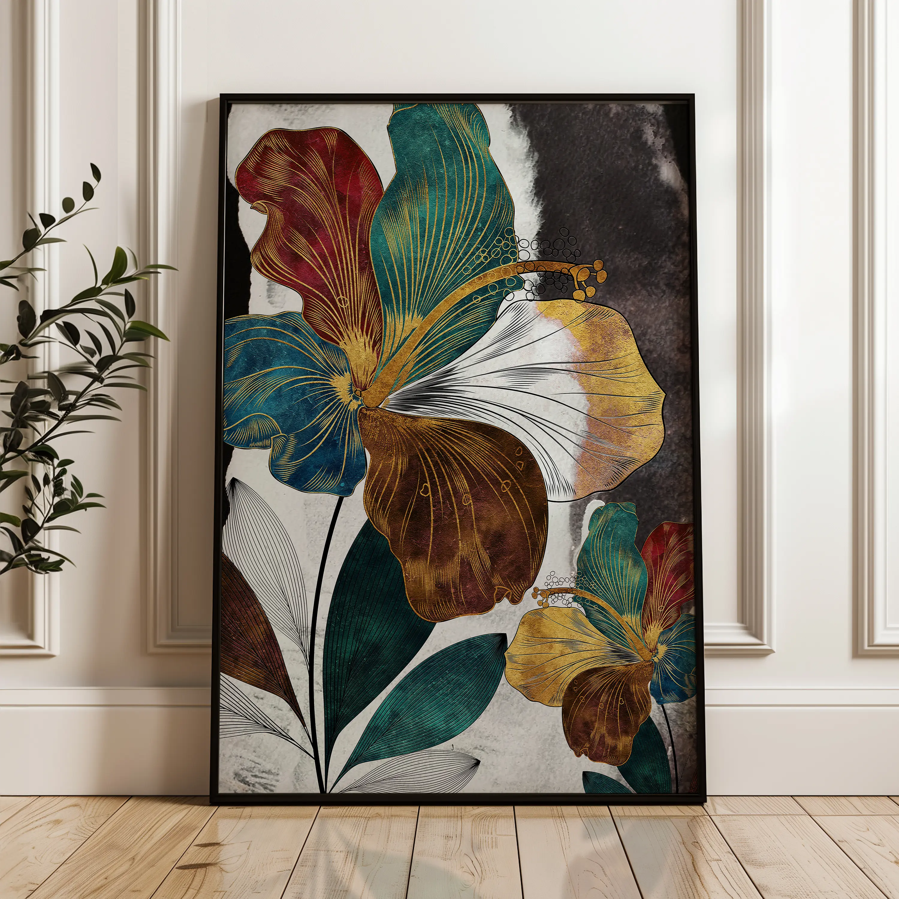 Floral Canvas Wall Art WAD151-F 90 x 60 cm / Stretched on hidden frame