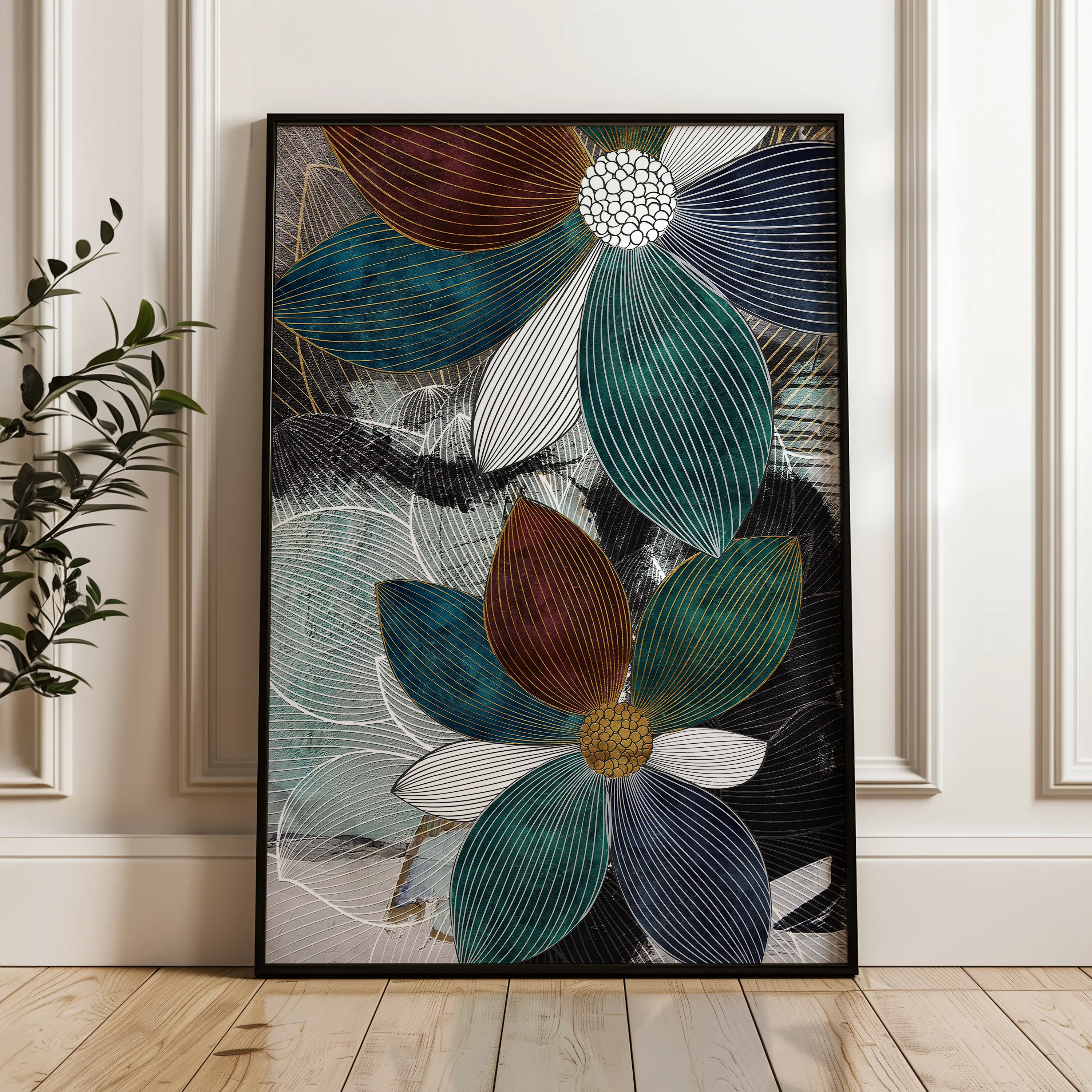 Floral Canvas Wall Art WAD159-F 90 x 60 cm / Stretched on hidden frame