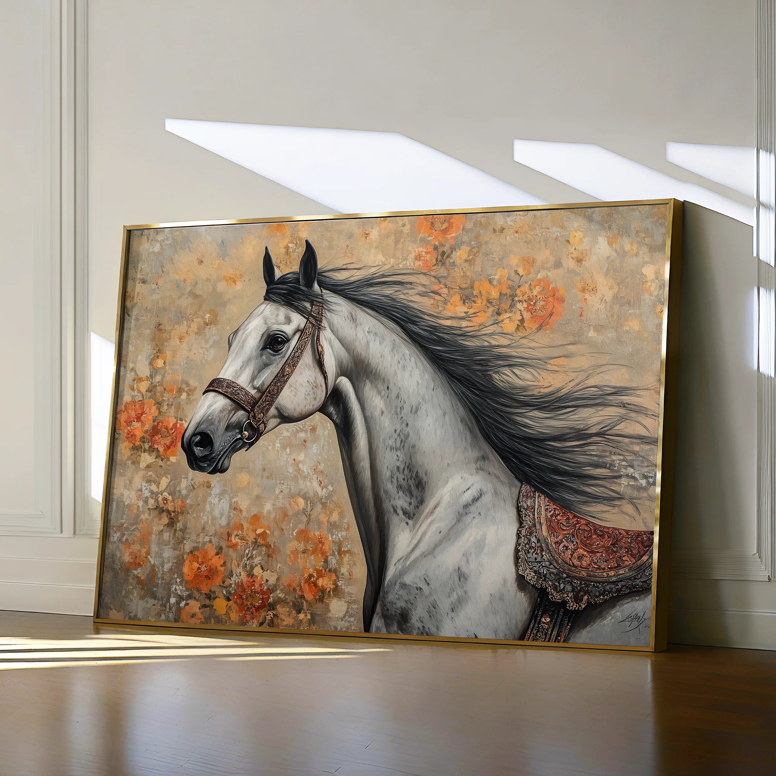 Horses Canvas Wall Art WAD159-H 90 x 60 cm / Stretched on hidden frame