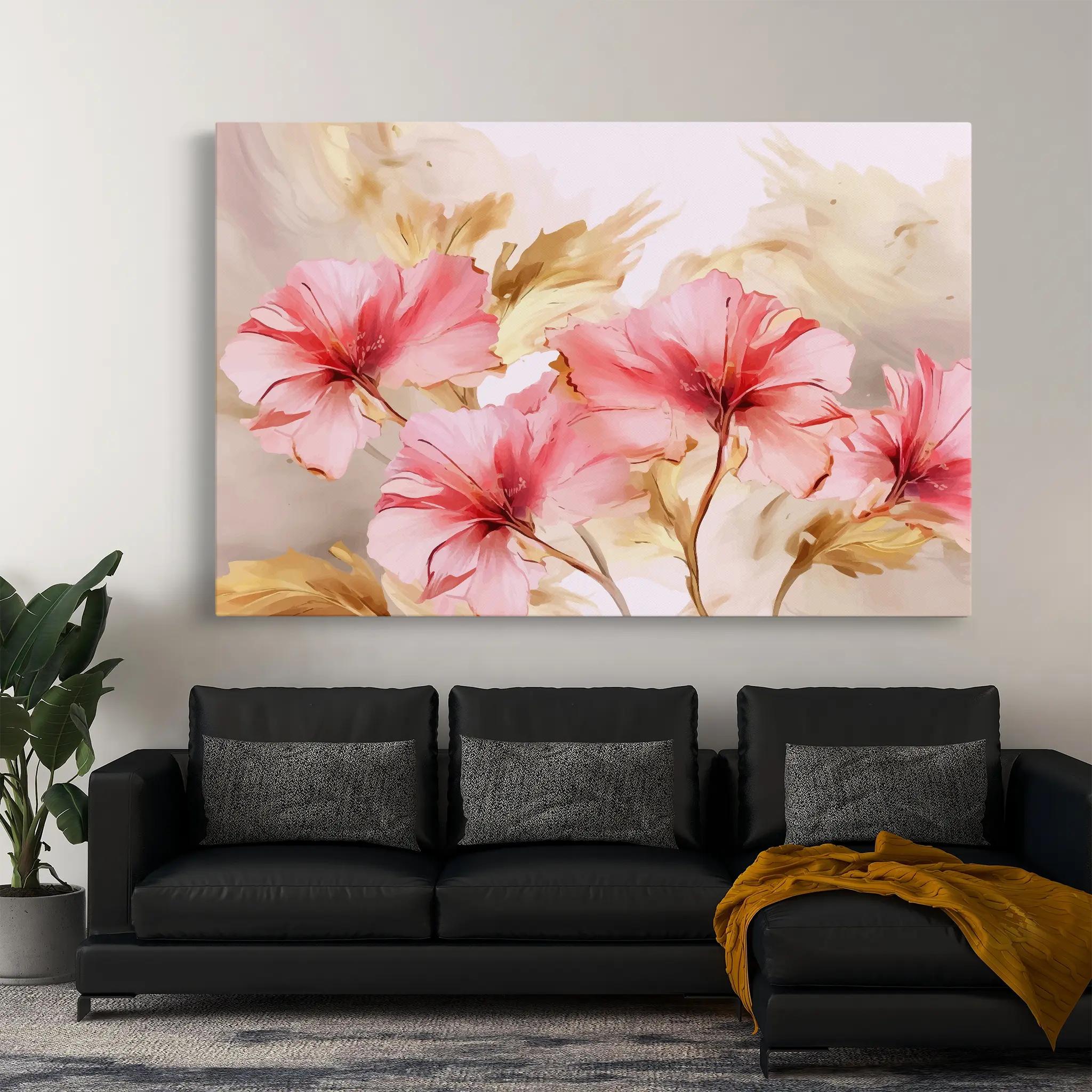 Floral Canvas Wall Art WAD195-F 90 x 60 cm / Stretched on hidden frame