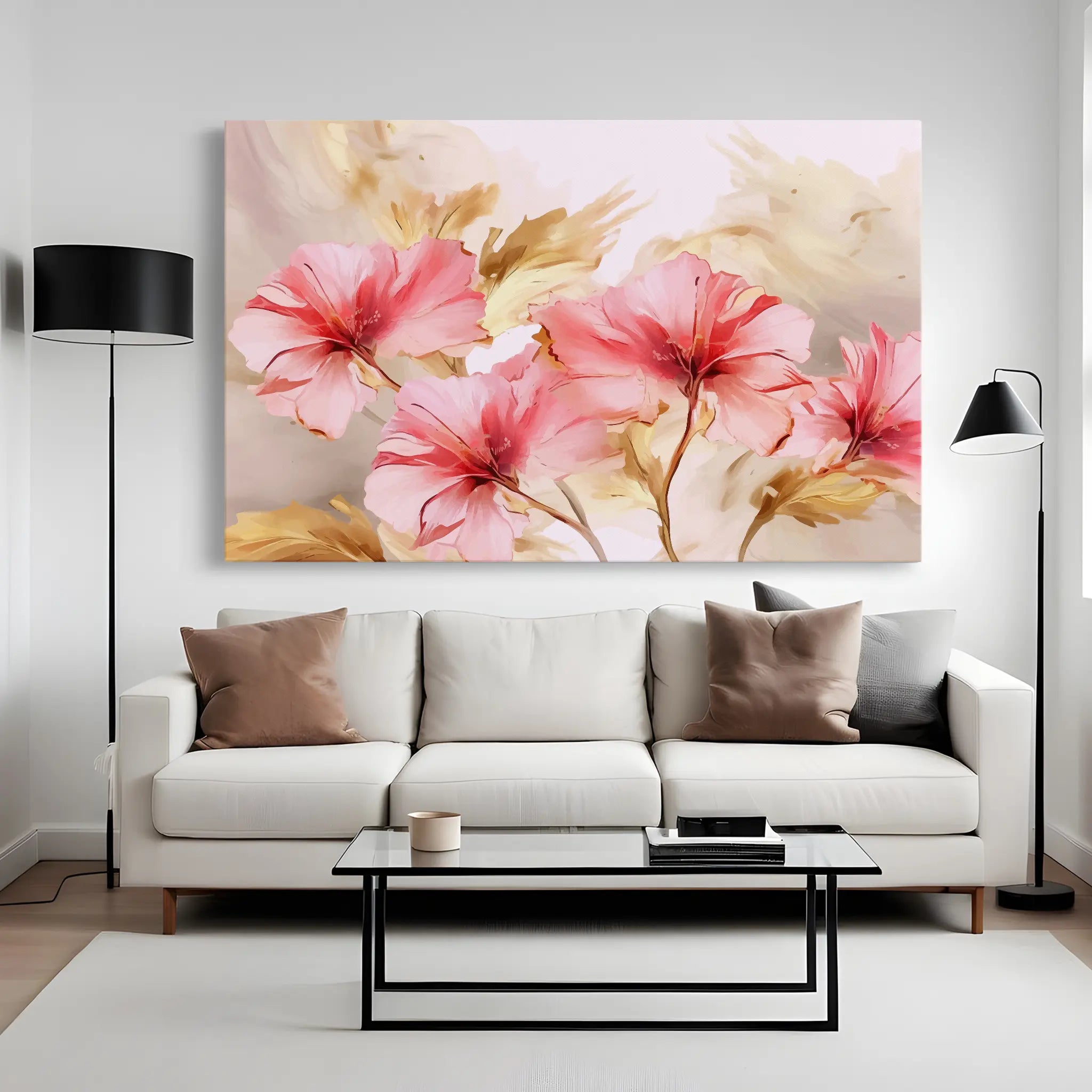 Floral Canvas Wall Art WAD195-F 90 x 60 cm / Stretched on hidden frame