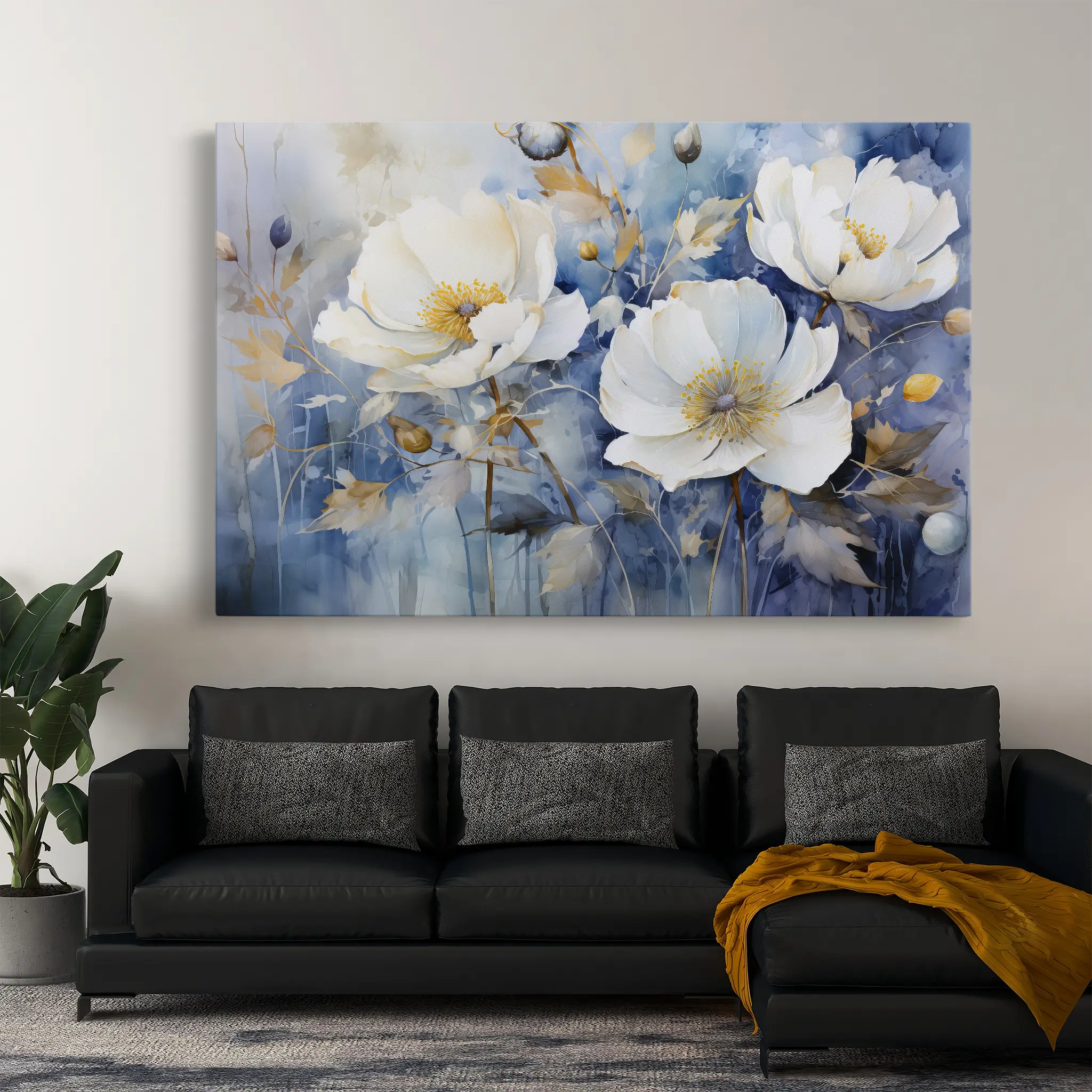 Floral Canvas Wall Art WAD197-F 90 x 60 cm / Stretched on hidden frame