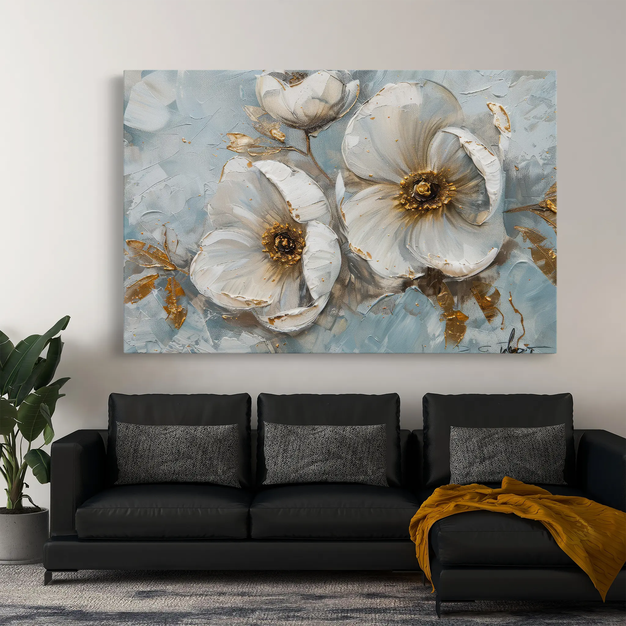 Floral Canvas Wall Art WAD202-F 90 x 60 cm / Stretched on hidden frame