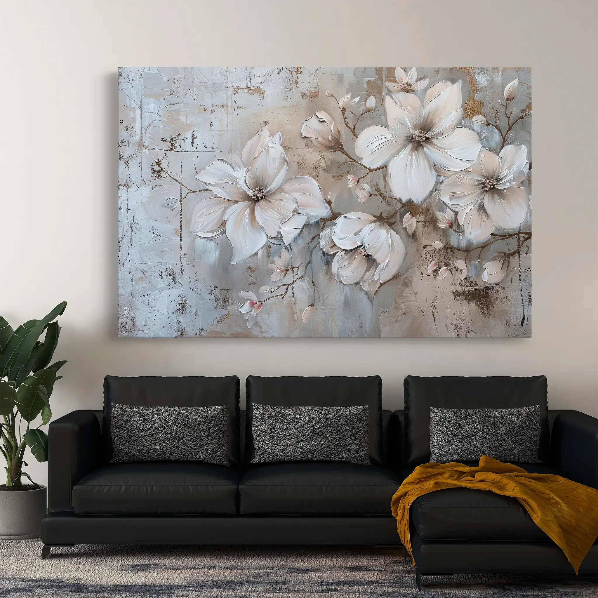 Floral Canvas Wall Art WAD203-F 90 x 60 cm / Stretched on hidden frame