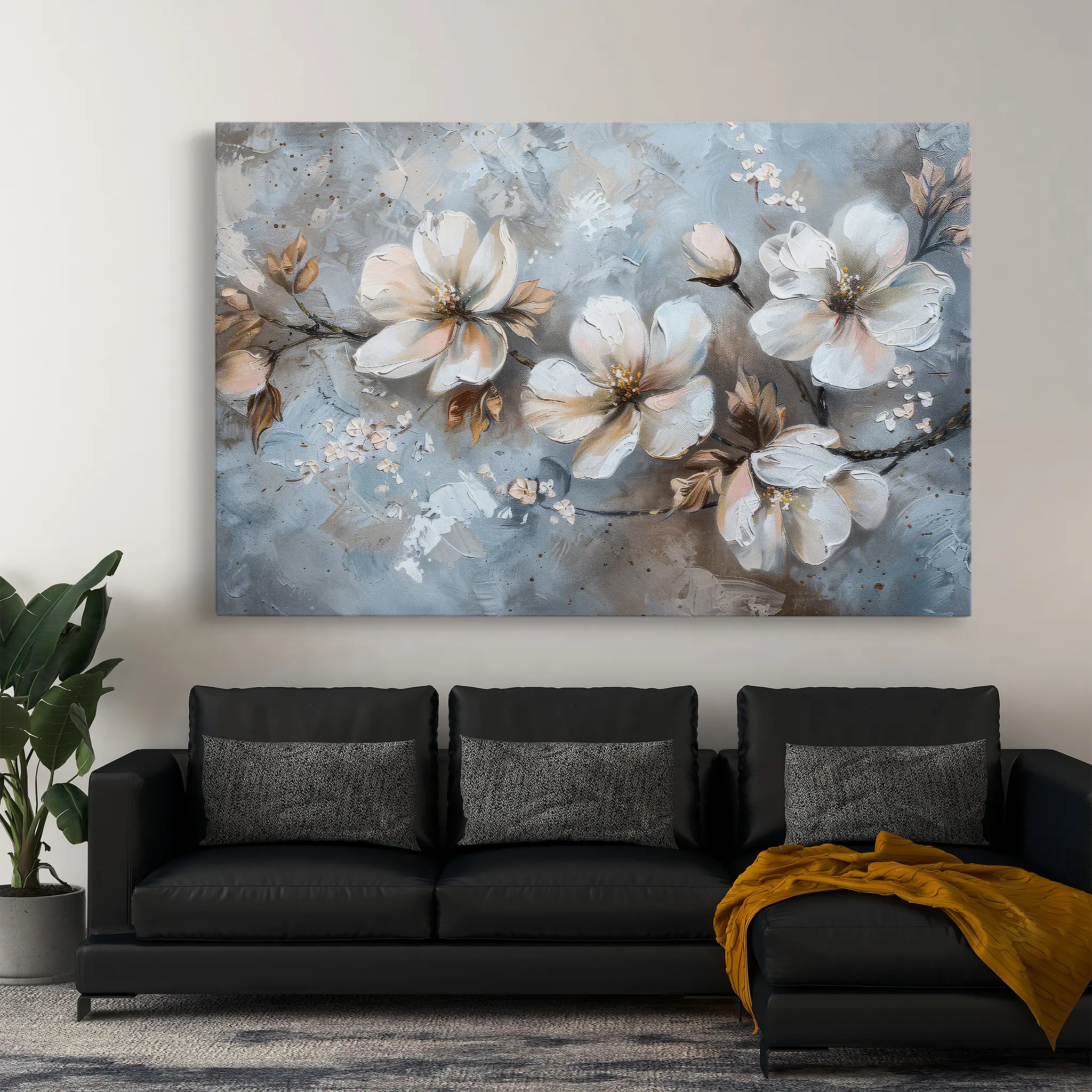 Floral Canvas Wall Art WAD206-F 90 x 60 cm / Stretched on hidden frame