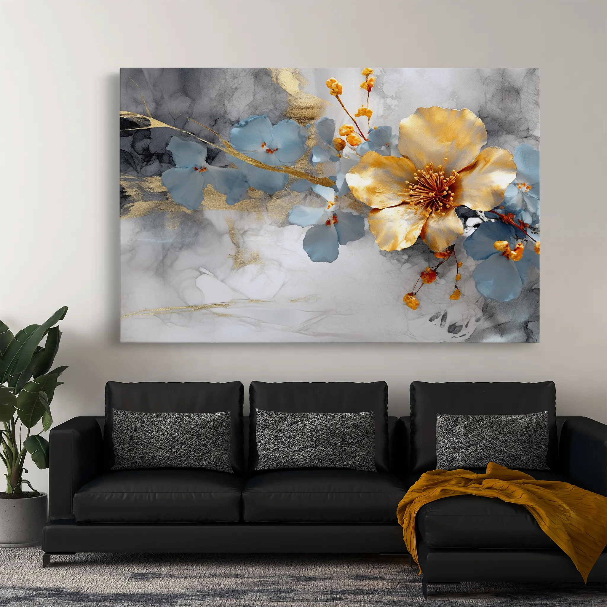 Floral Canvas Wall Art WAD212-F 90 x 60 cm / Stretched on hidden frame