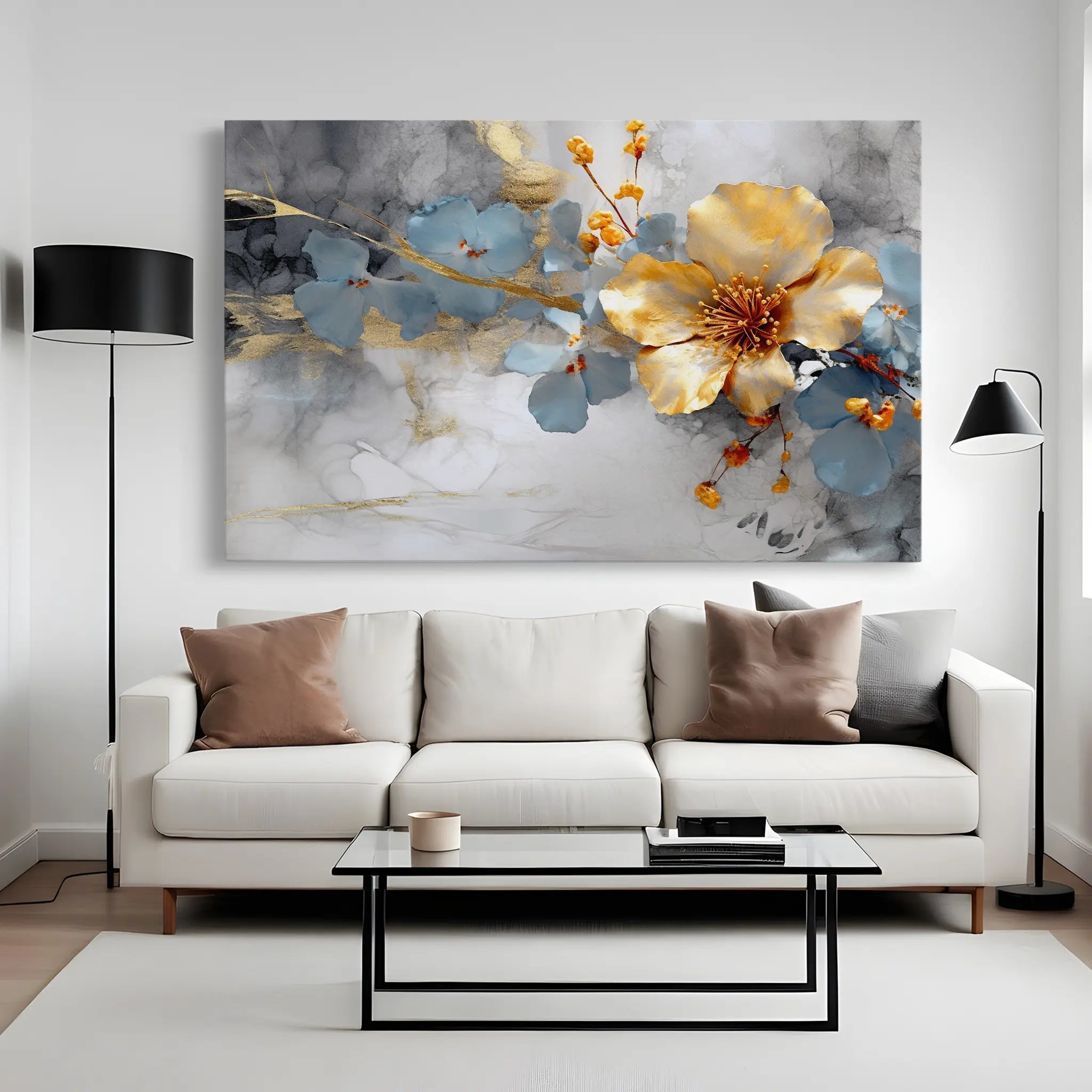 Floral Canvas Wall Art WAD212-F 90 x 60 cm / Stretched on hidden frame