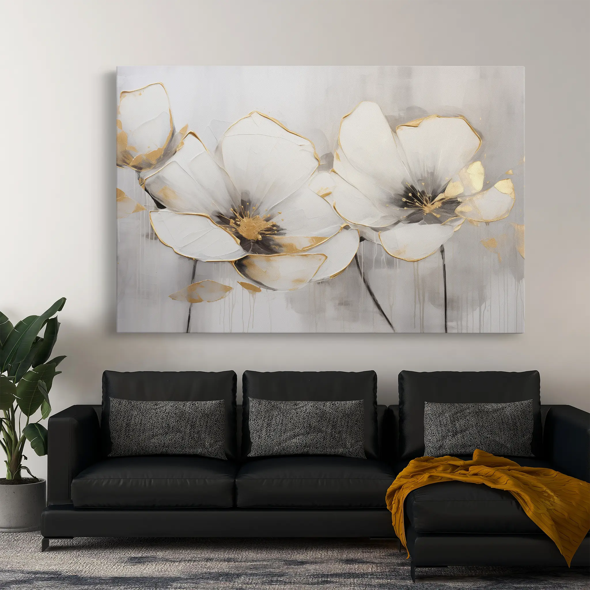 Floral Canvas Wall Art WAD217-F 90 x 60 cm / Stretched on hidden frame