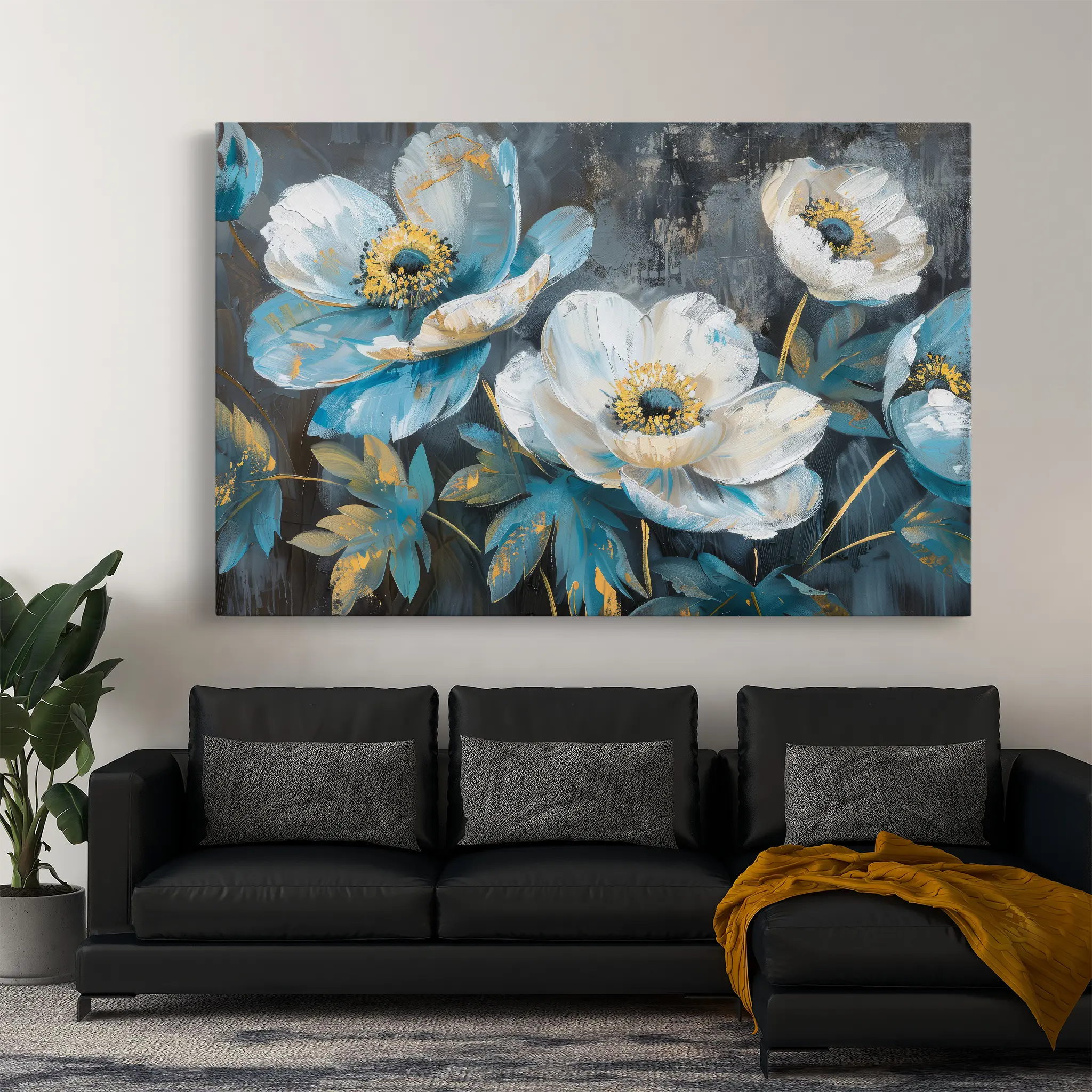 Floral Canvas Wall Art WAD240-F 90 x 60 cm / Stretched on hidden frame