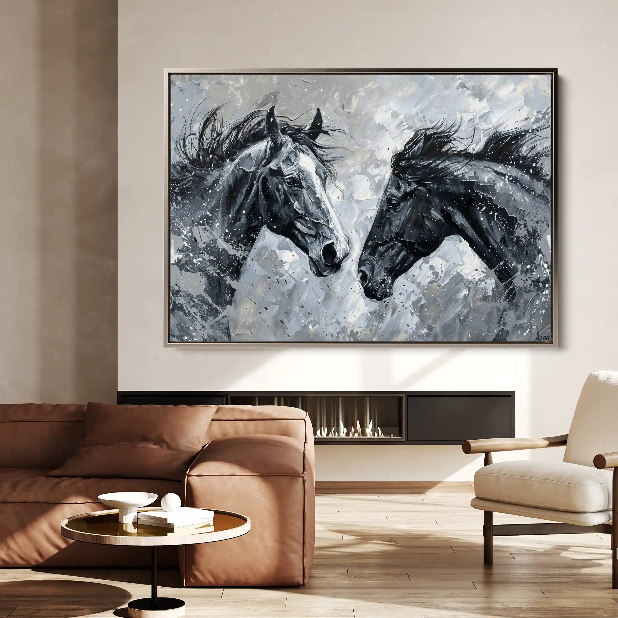 Horses Canvas Wall Art WAD254-H 90 x 60 cm / Stretched on hidden frame