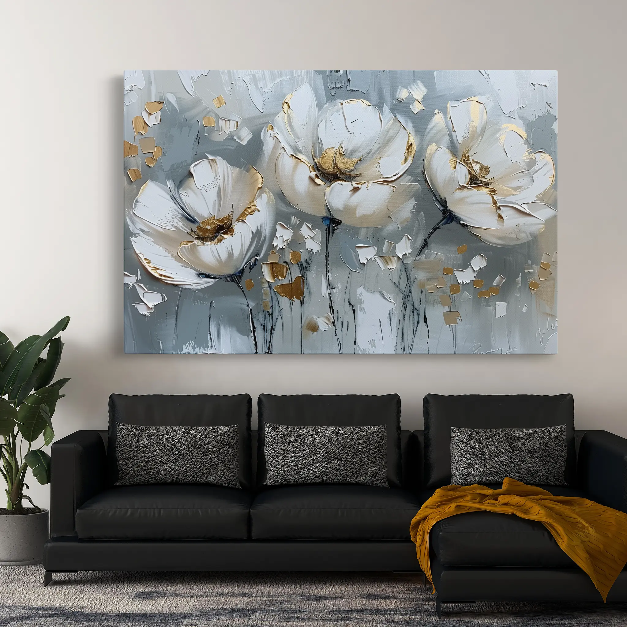 Floral Canvas Wall Art WAD257-F 90 x 60 cm / Stretched on hidden frame