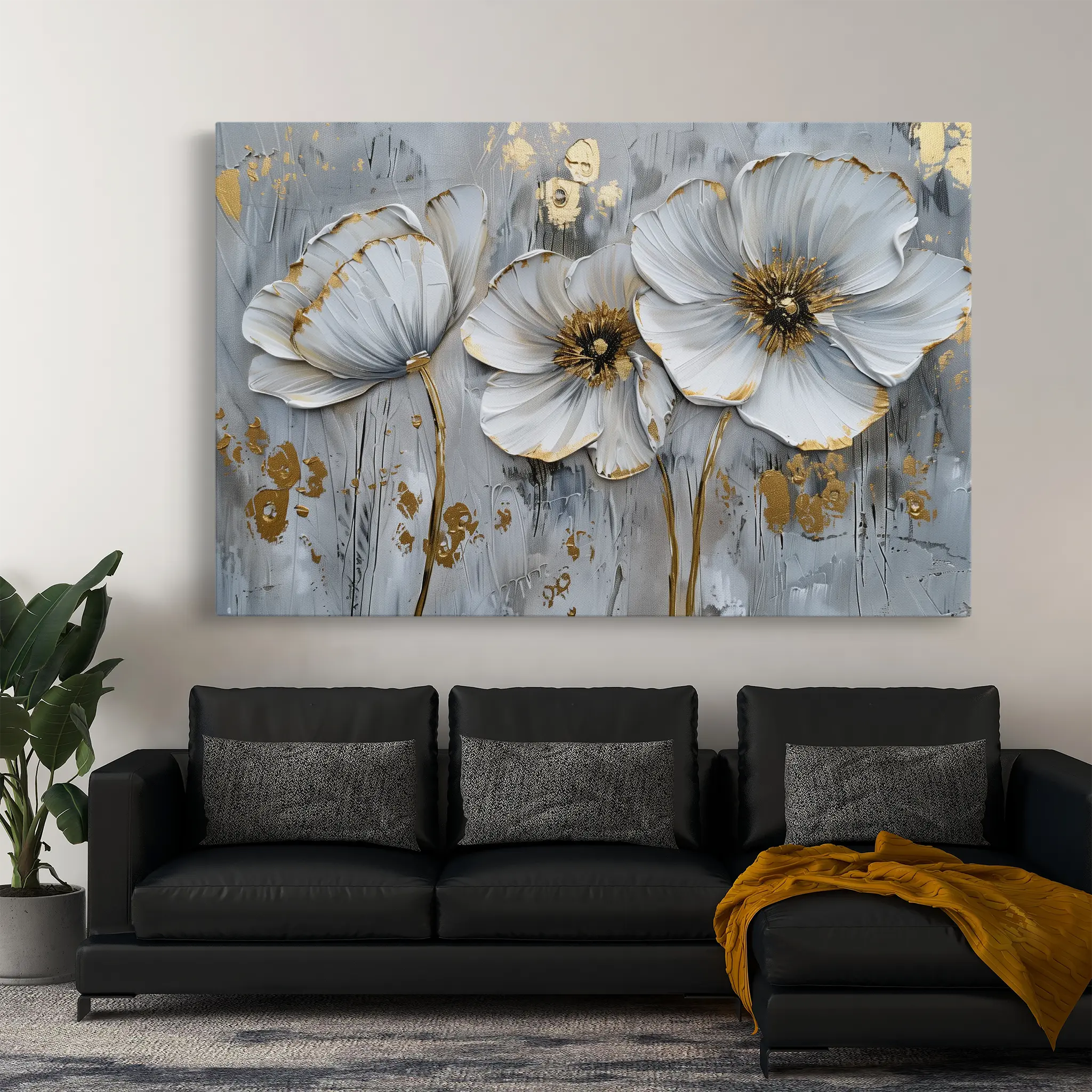 Floral Canvas Wall Art WAD309-F 90 x 60 cm / Stretched on hidden frame