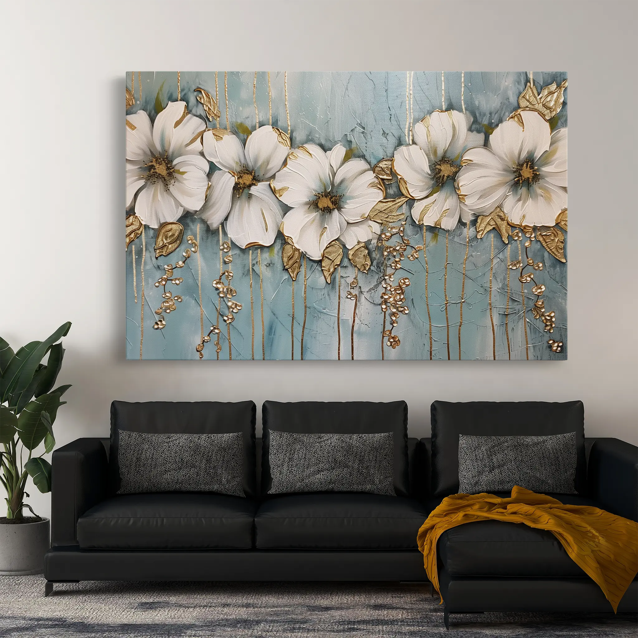 Floral Canvas Wall Art WAD315-F 90 x 60 cm / Stretched on hidden frame