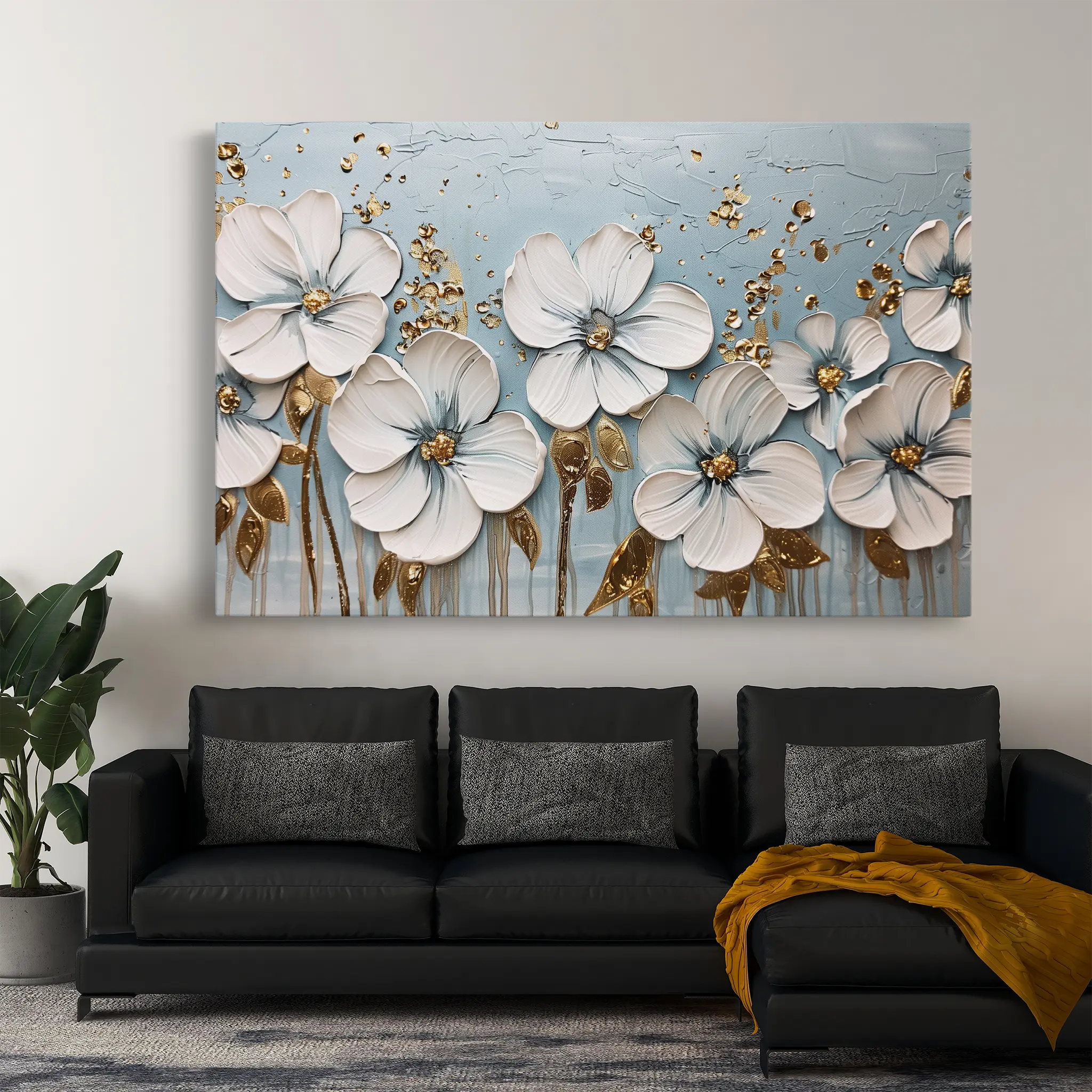 Floral Canvas Wall Art WAD316-F 90 x 60 cm / Stretched on hidden frame