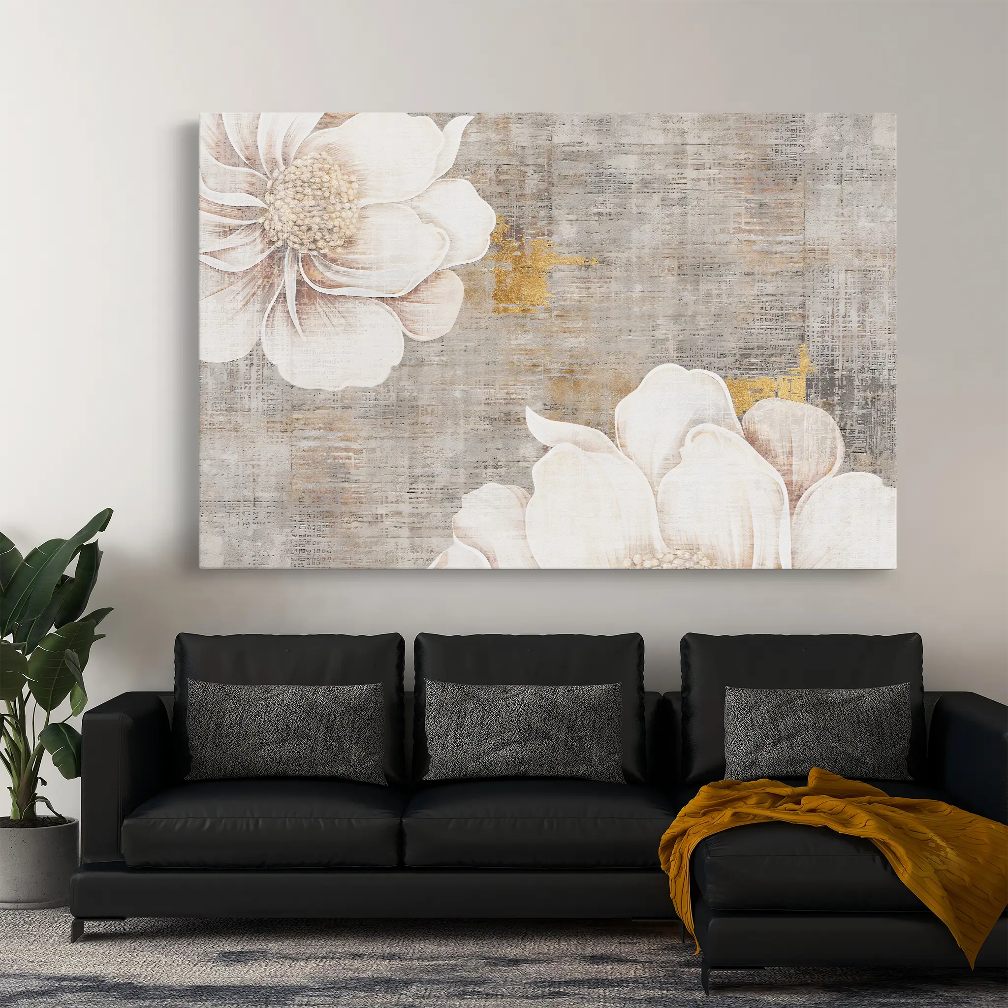 Floral Canvas Wall Art WAD347-F 90 x 60 cm / Stretched on hidden frame