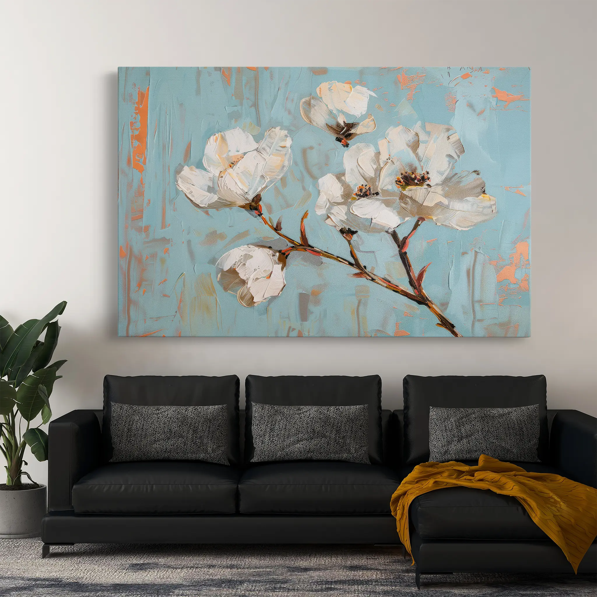 Floral Canvas Wall Art WAD364-F 90 x 60 cm / Stretched on hidden frame