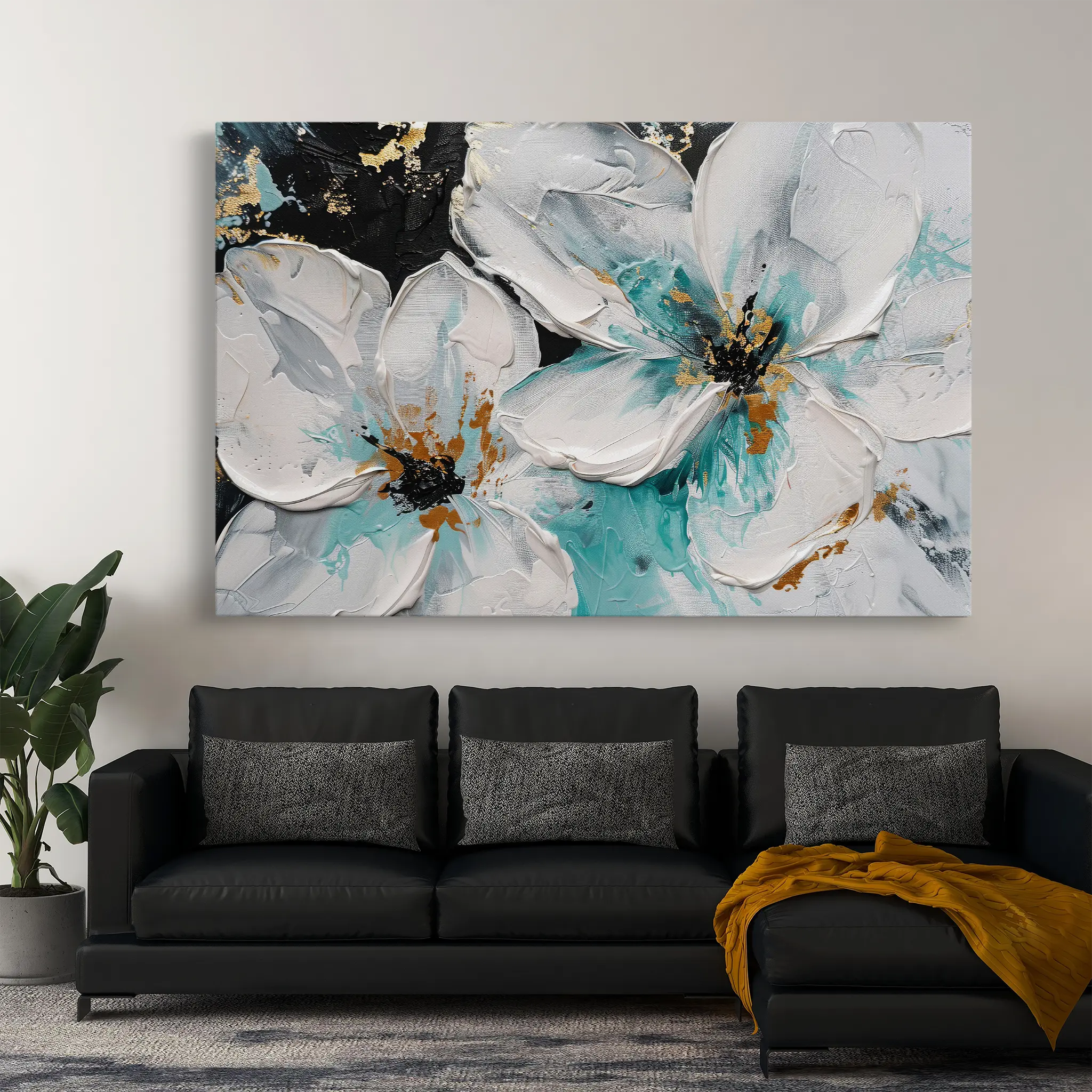 Floral Canvas Wall Art WAD365-F 90 x 60 cm / Stretched on hidden frame