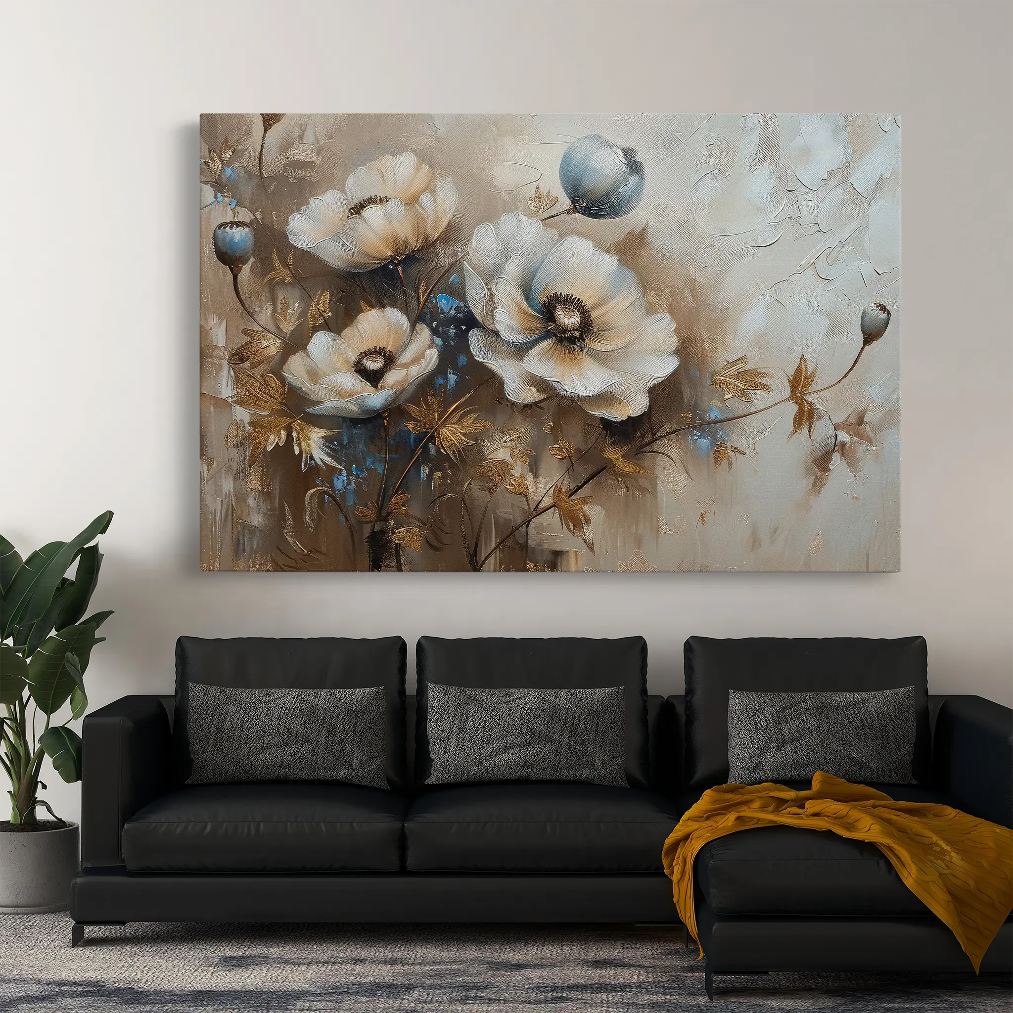 Floral Canvas Wall Art WAD373-F 90 x 60 cm / Stretched on hidden frame