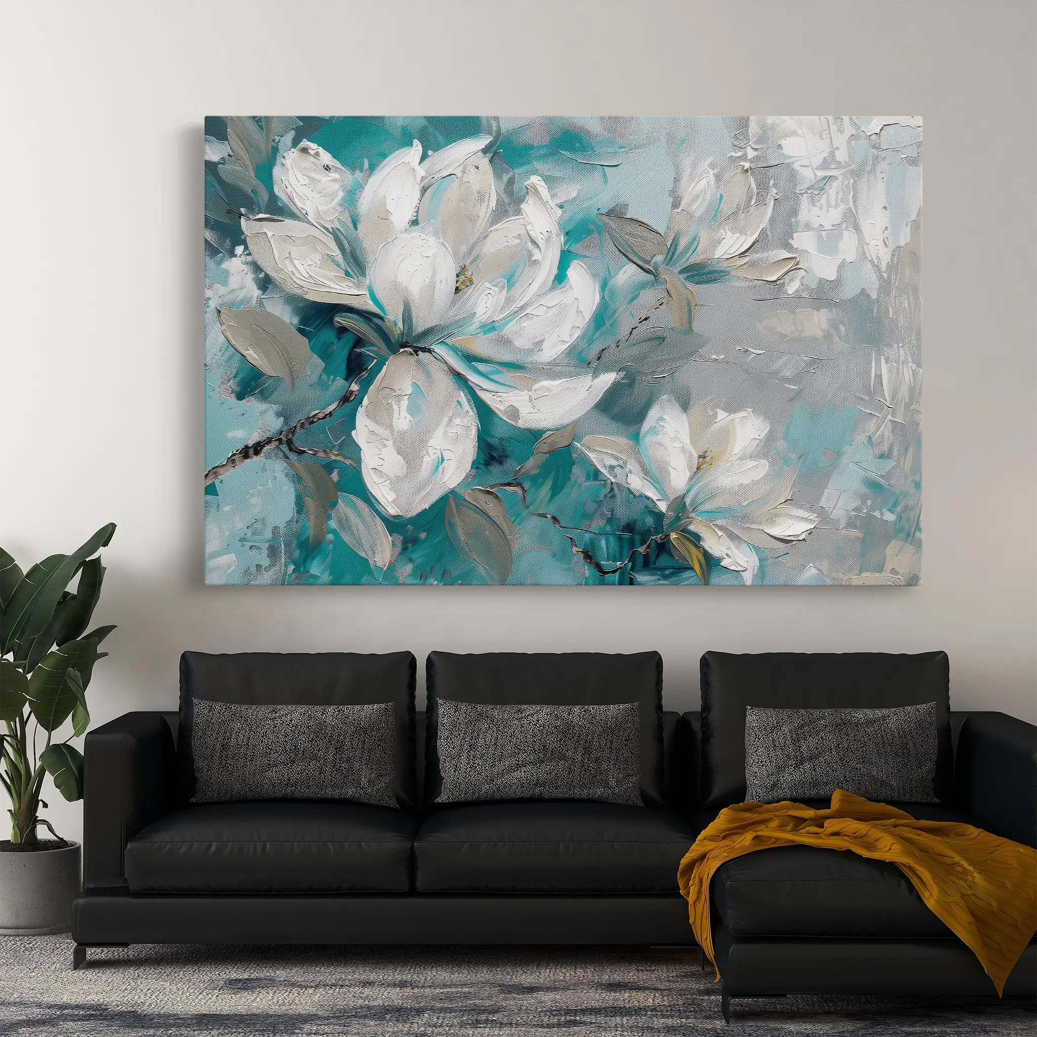 Floral Canvas Wall Art WAD377-F 90 x 60 cm / Stretched on hidden frame