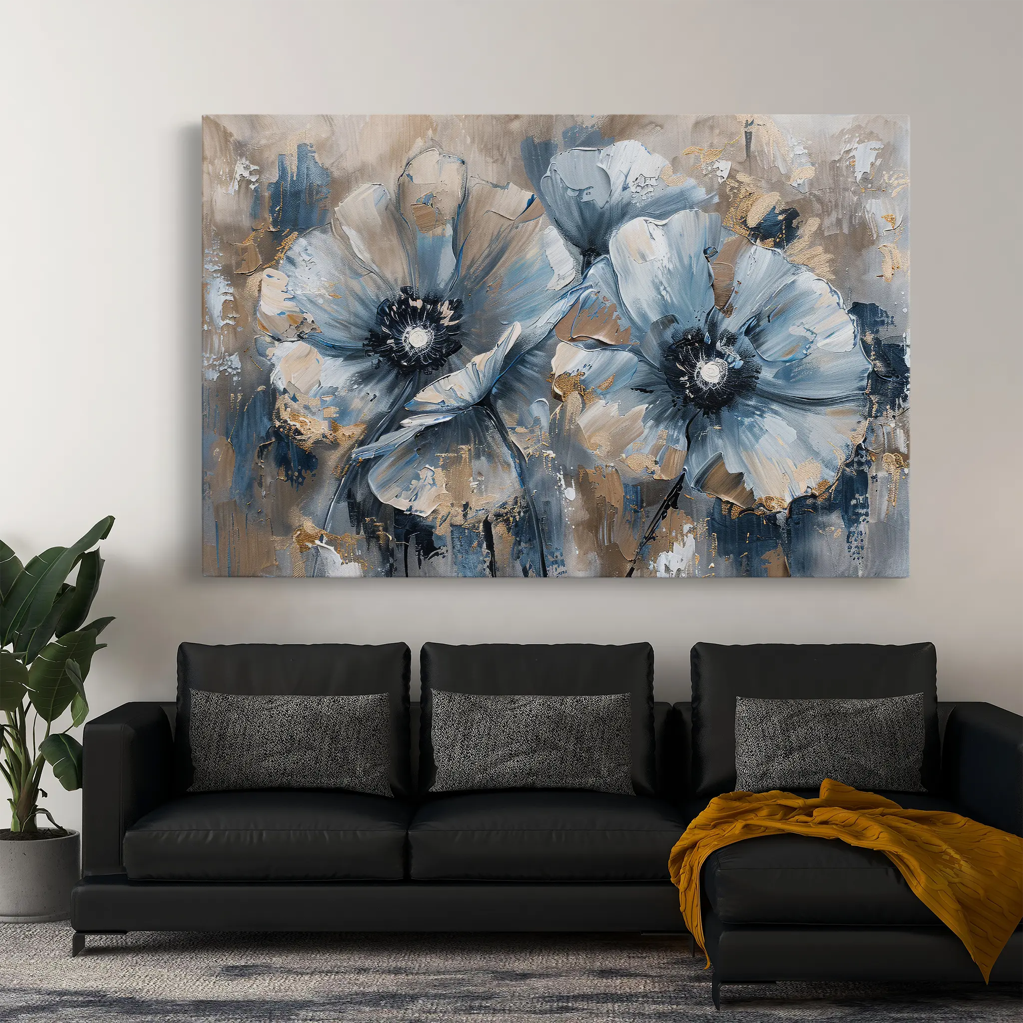 Floral Canvas Wall Art WAD378-F 90 x 60 cm / Stretched on hidden frame